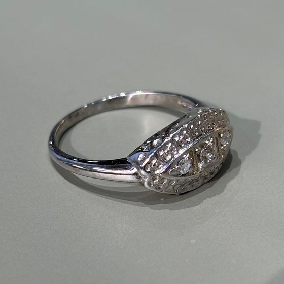 Art Deco Diamond Three Stone Ring .10 ct