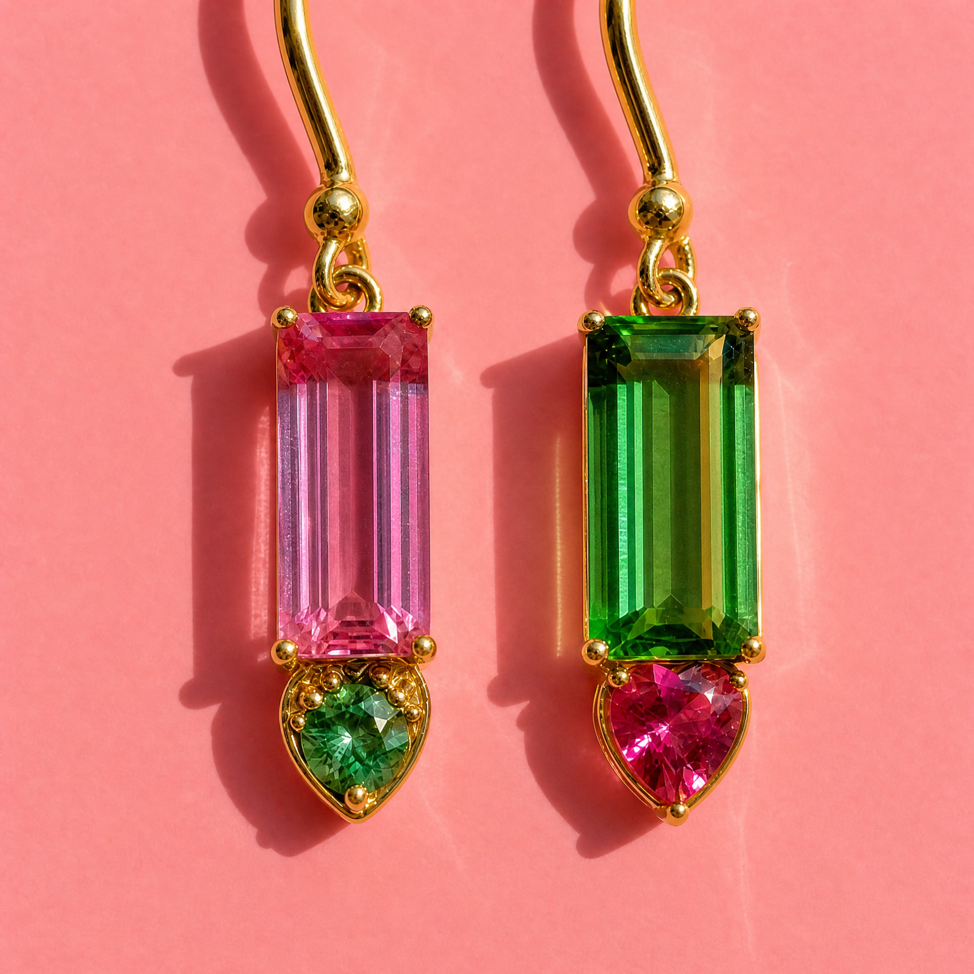 The Double Take Tourmaline Drop Earrings | 14K Yellow Gold