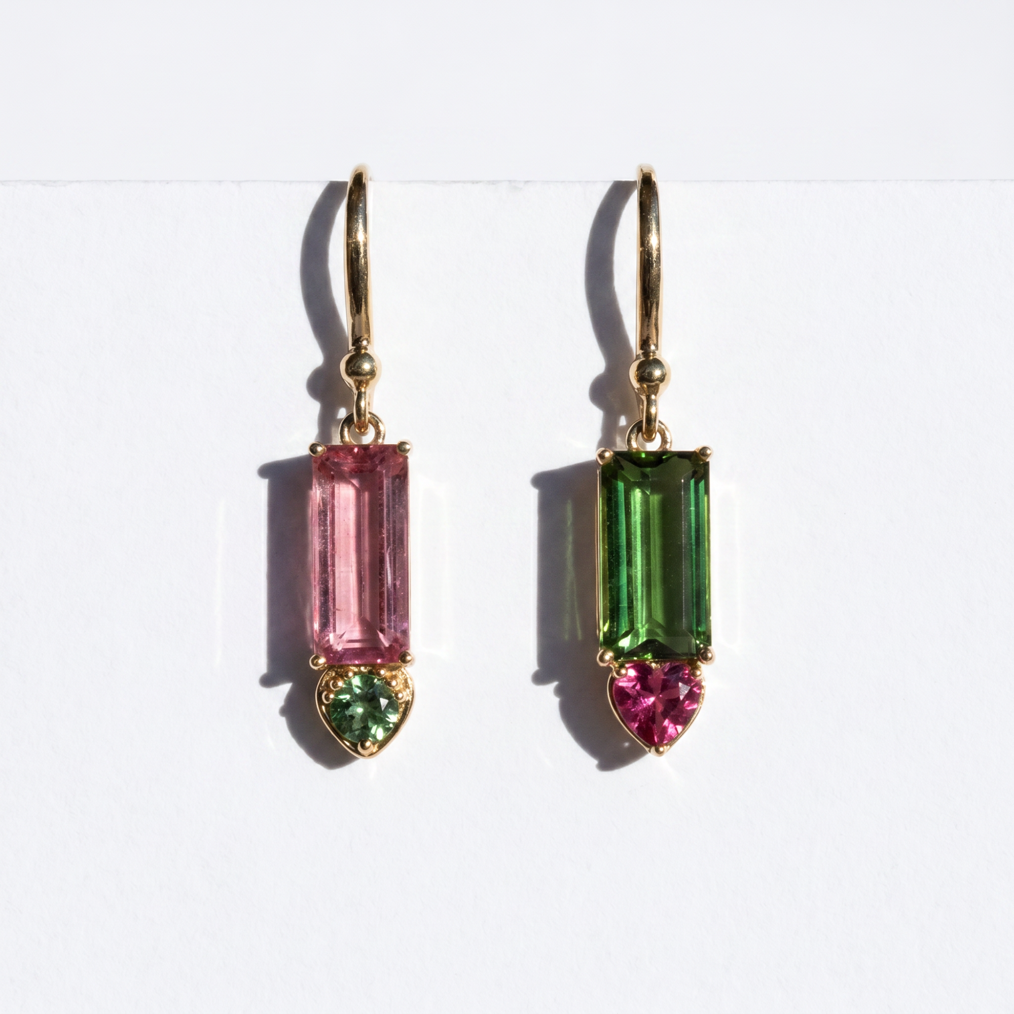 The Double Take Tourmaline Drop Earrings | 14K Yellow Gold