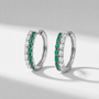 The Green and White Hoops | Lab-Grown Emerald and Diamond