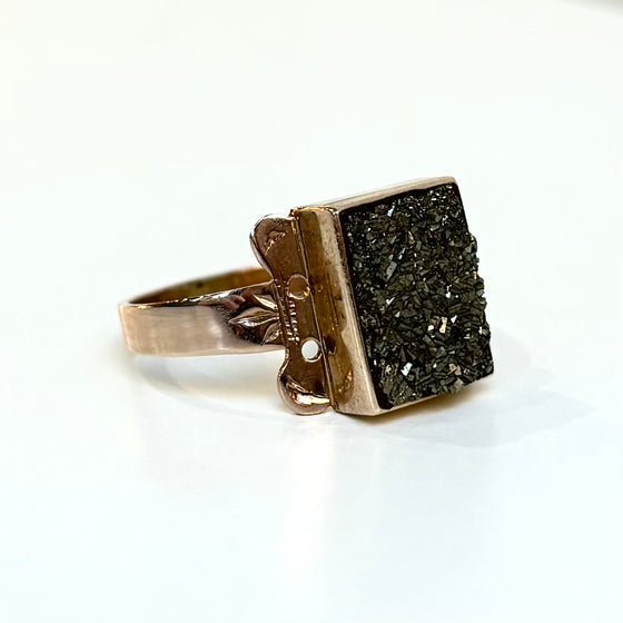 Yellow Gold Pyrite Ring