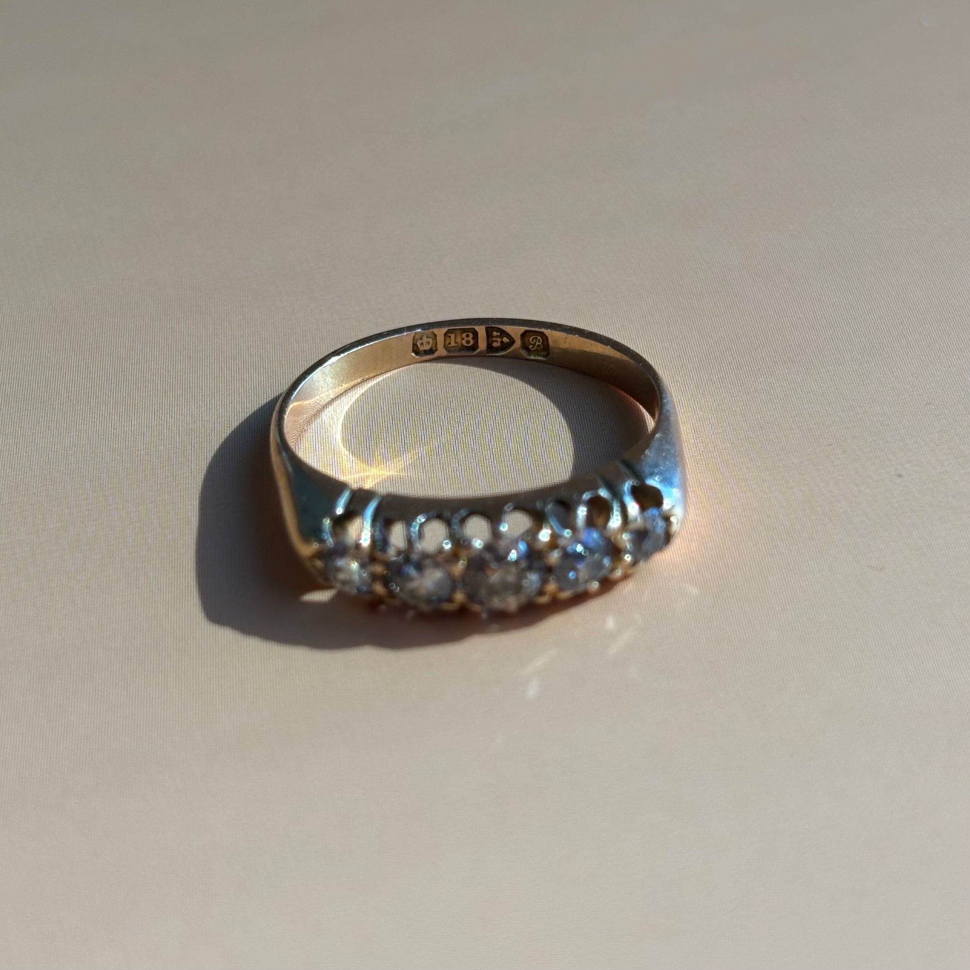 0.50ct Five Stone Diamond Band | Birmingham 1890 | 18k Yellow Gold | Vintage