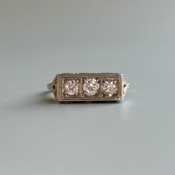 1920 Three Stone Diamond Ring