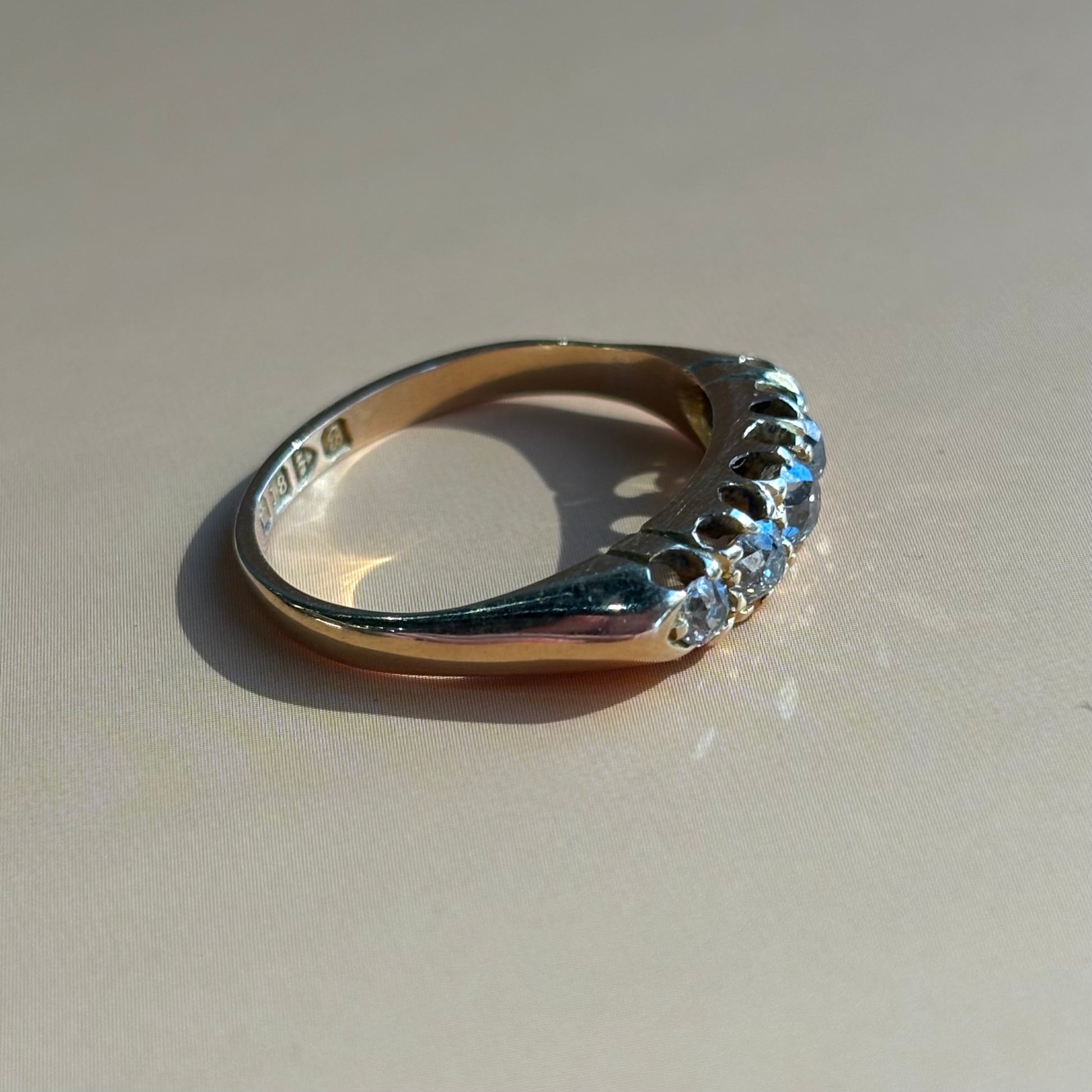 0.50ct Five Stone Diamond Band | Birmingham 1890 | 18k Yellow Gold | Vintage