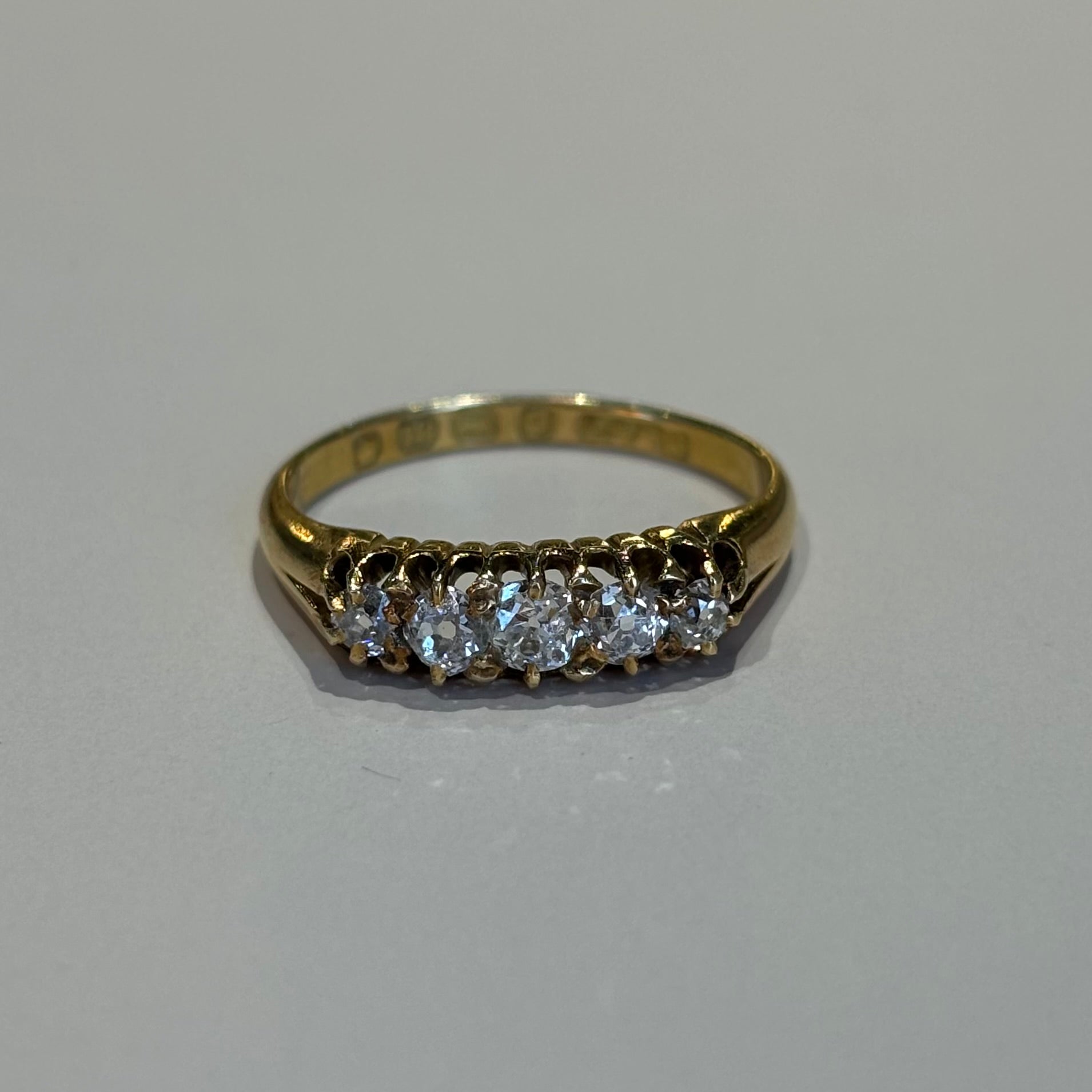 0.50CTW Five Stone Diamond Ring | London 1916 | 18k Yellow Gold | Vintage