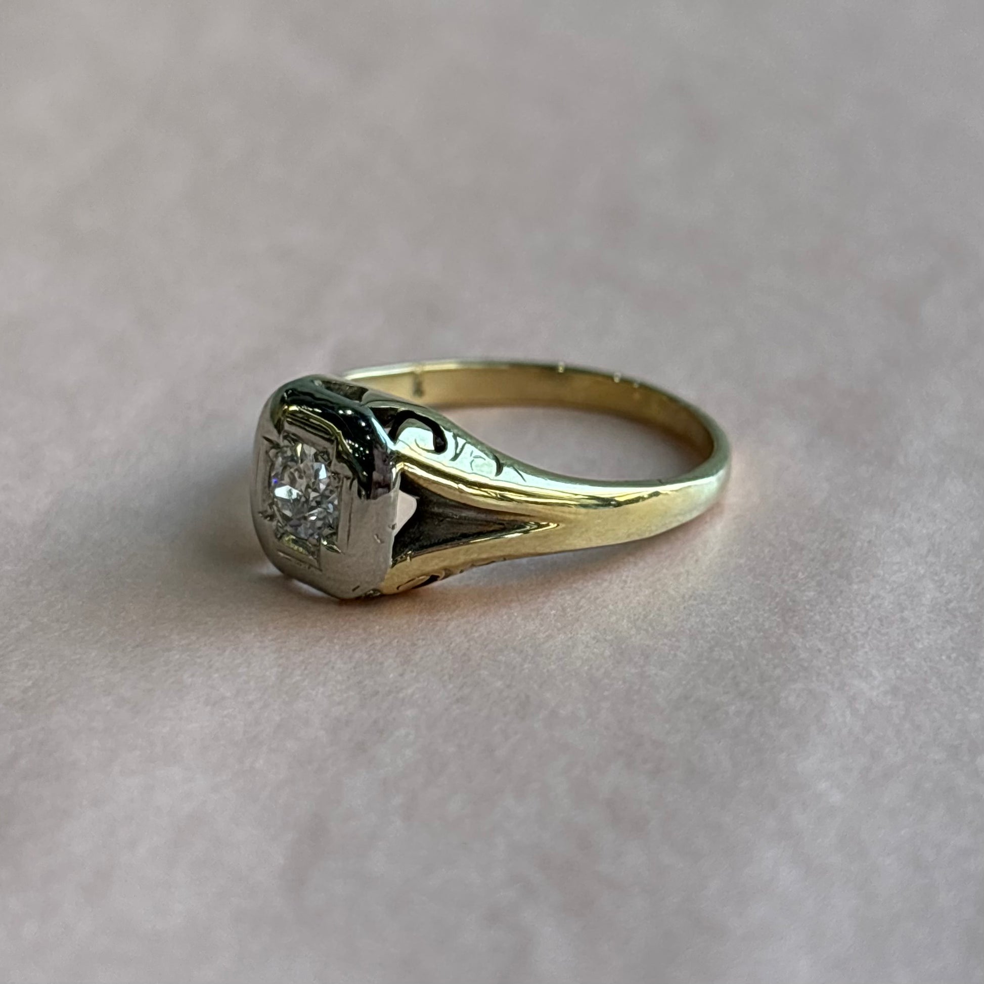 0.25CT Old European Cut Art Deco Solitaire Ring | Vintage