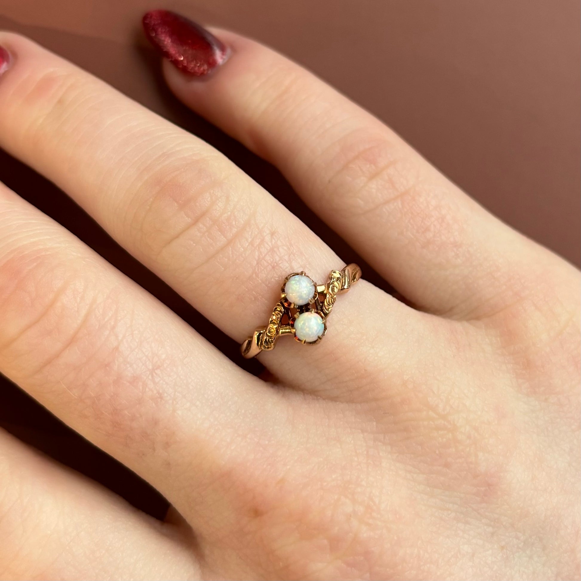 Double Opal Ring | 10K Yellow Gold | Vintage