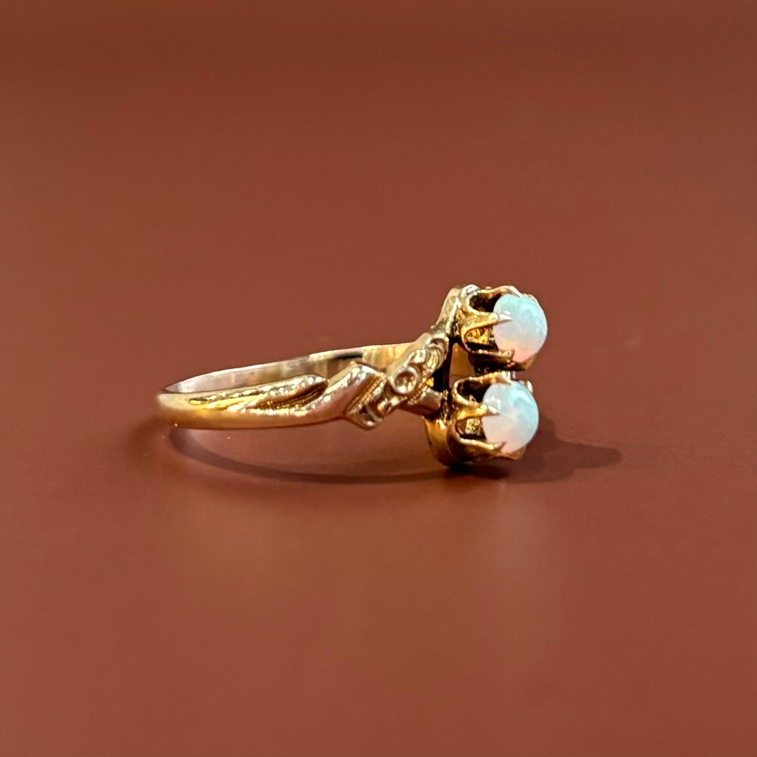 Double Opal Ring | 10K Yellow Gold | Vintage