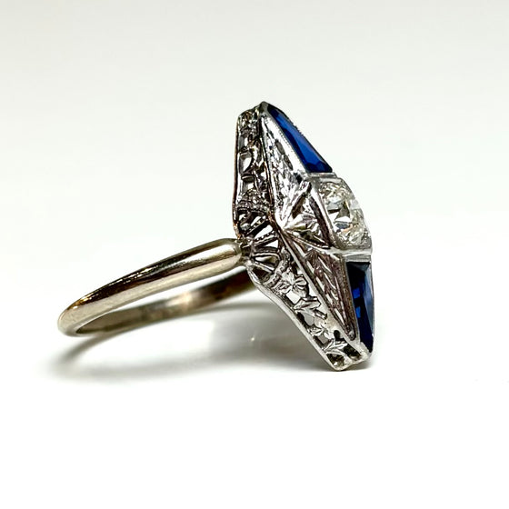 1920 Bullet Cut Sapphire Ring