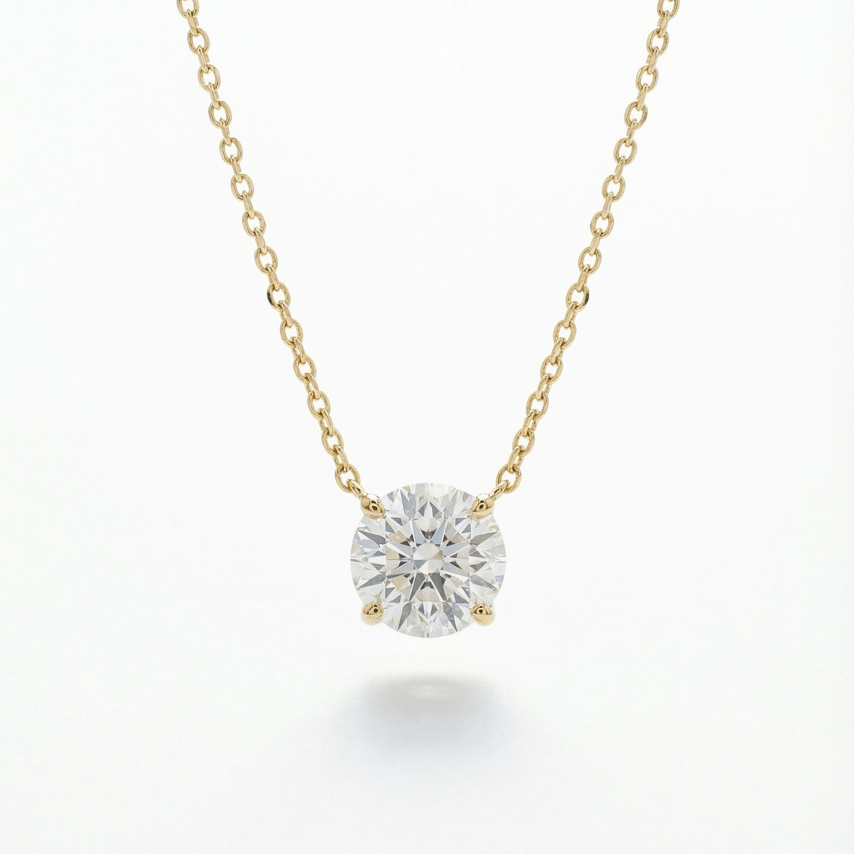 1.19 CT Lab-Grown Round Brilliant Diamond Necklace | 14K Yellow Gold | IGI Certified