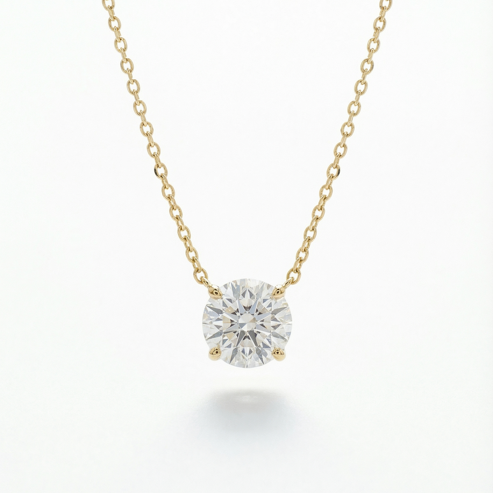 1.19 CT Lab-Grown Round Brilliant Diamond Necklace | 14K Yellow Gold | IGI Certified