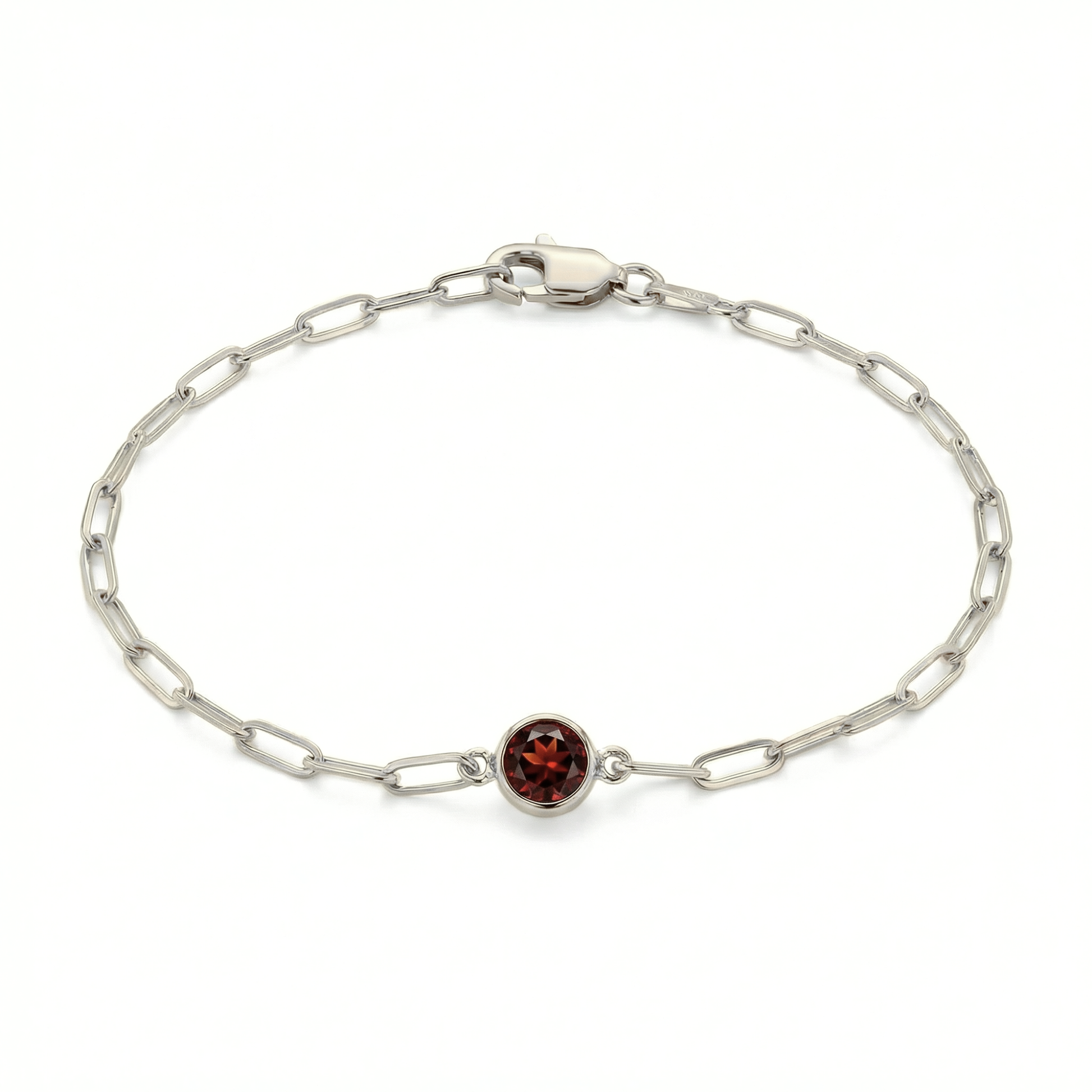 The Paperclip Bezel Bracelet | Garnet