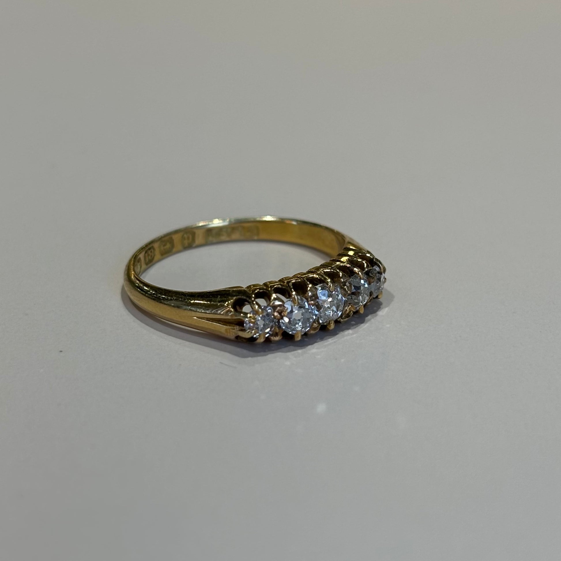 0.50CTW Five Stone Diamond Ring | London 1916 | 18k Yellow Gold | Vintage