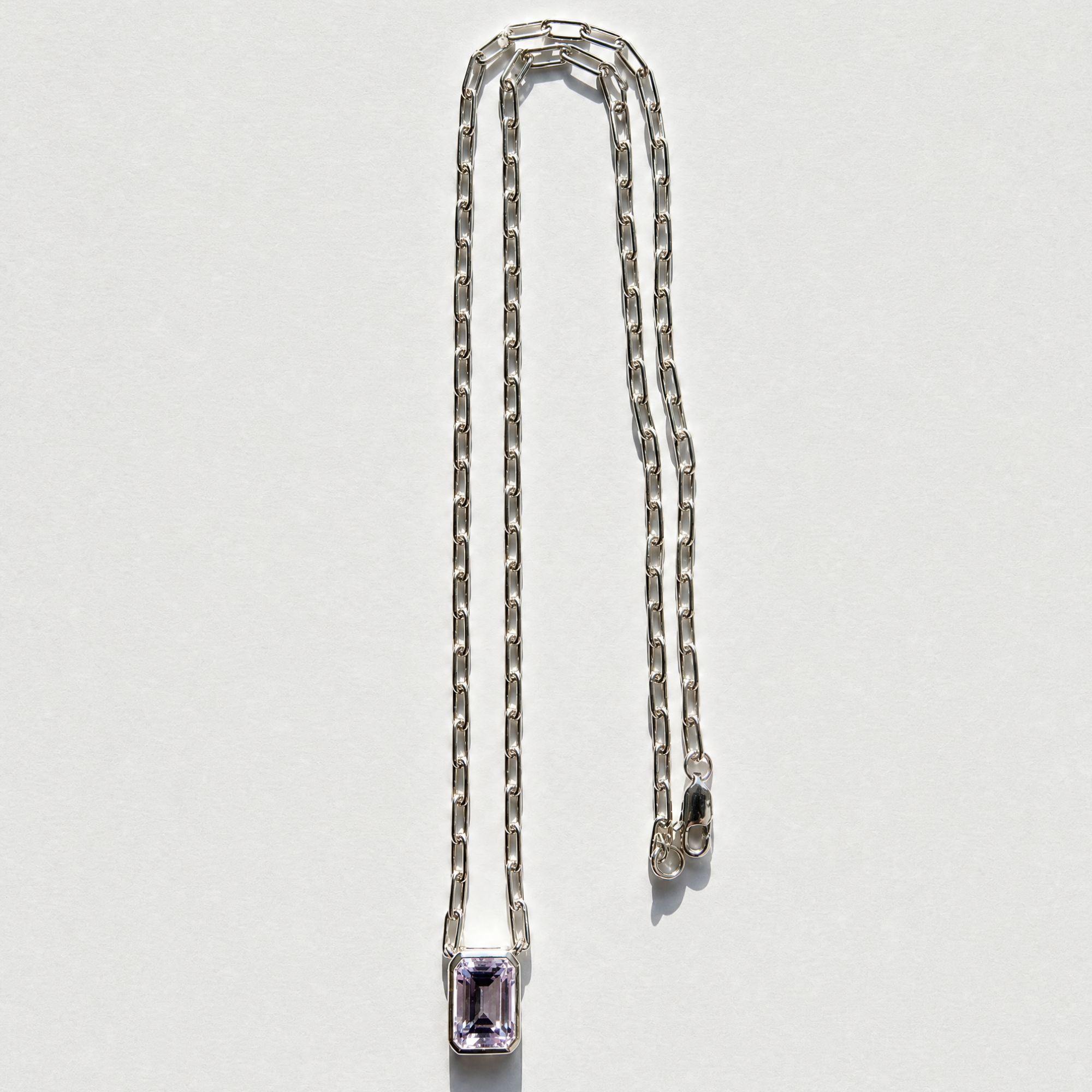 The Gemstone Bezel Necklace | Paperclip Chain | Alexandrite | Sterling Silver