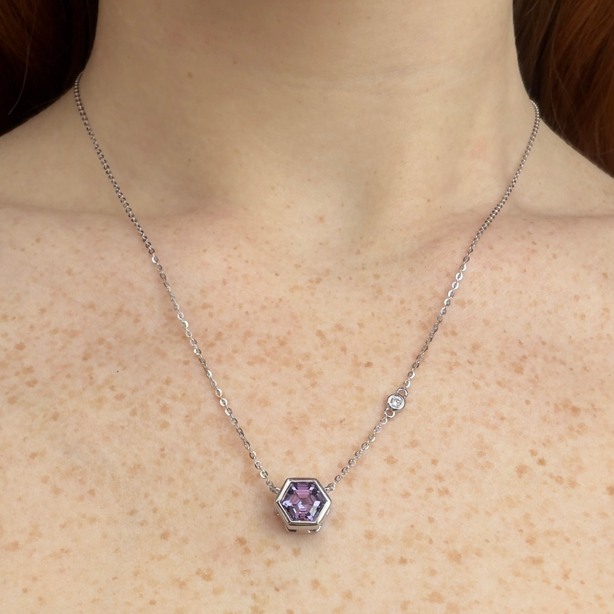 Hexagon Alexandrite Necklace | Sterling Silver