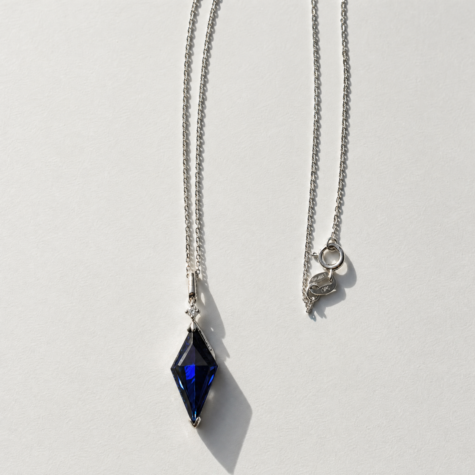 The Kite Cut Gemstone Necklace | Blue Sapphire | Sterling Silver
