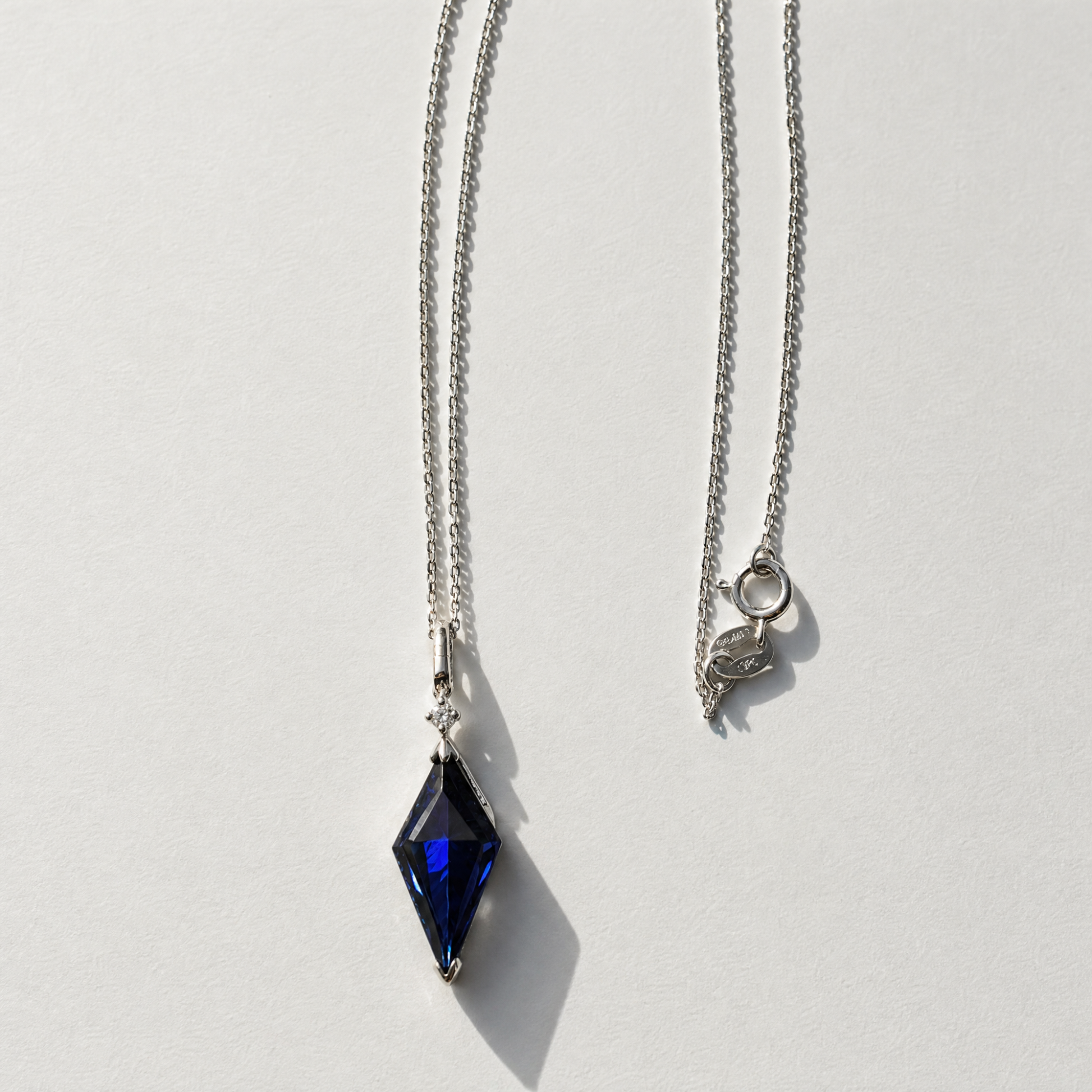 The Kite Cut Gemstone Necklace | Blue Sapphire | Sterling Silver