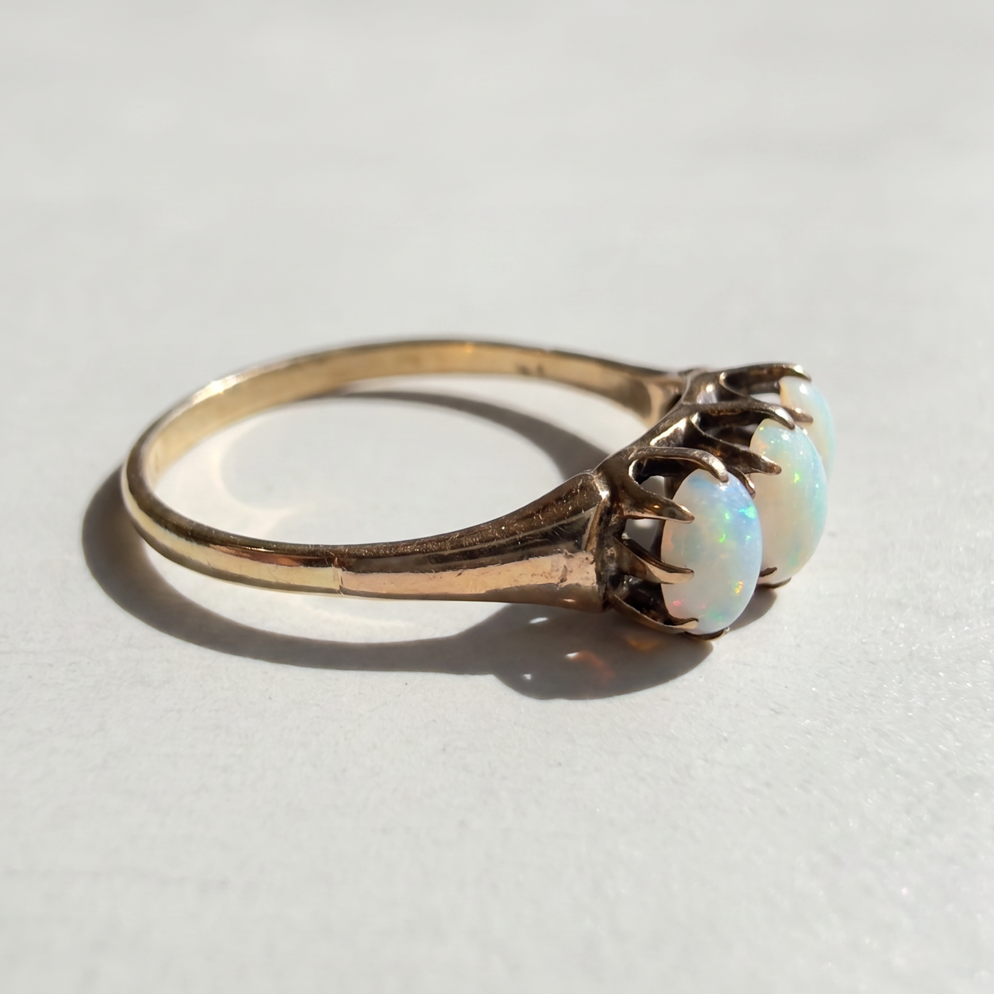 Opal Three Stone Ring | 10K Yellow Gold | Vintage
