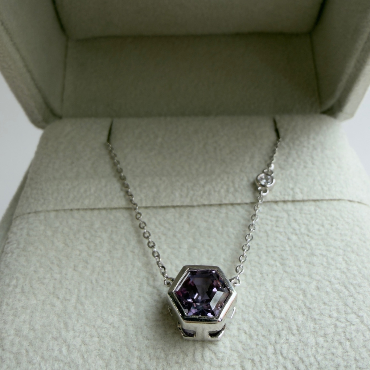 Hexagon Alexandrite Necklace | Sterling Silver