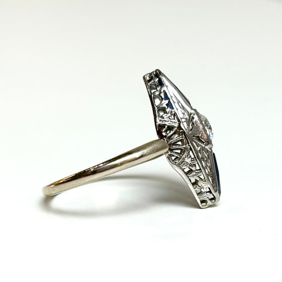 1920 Bullet Cut Sapphire Ring