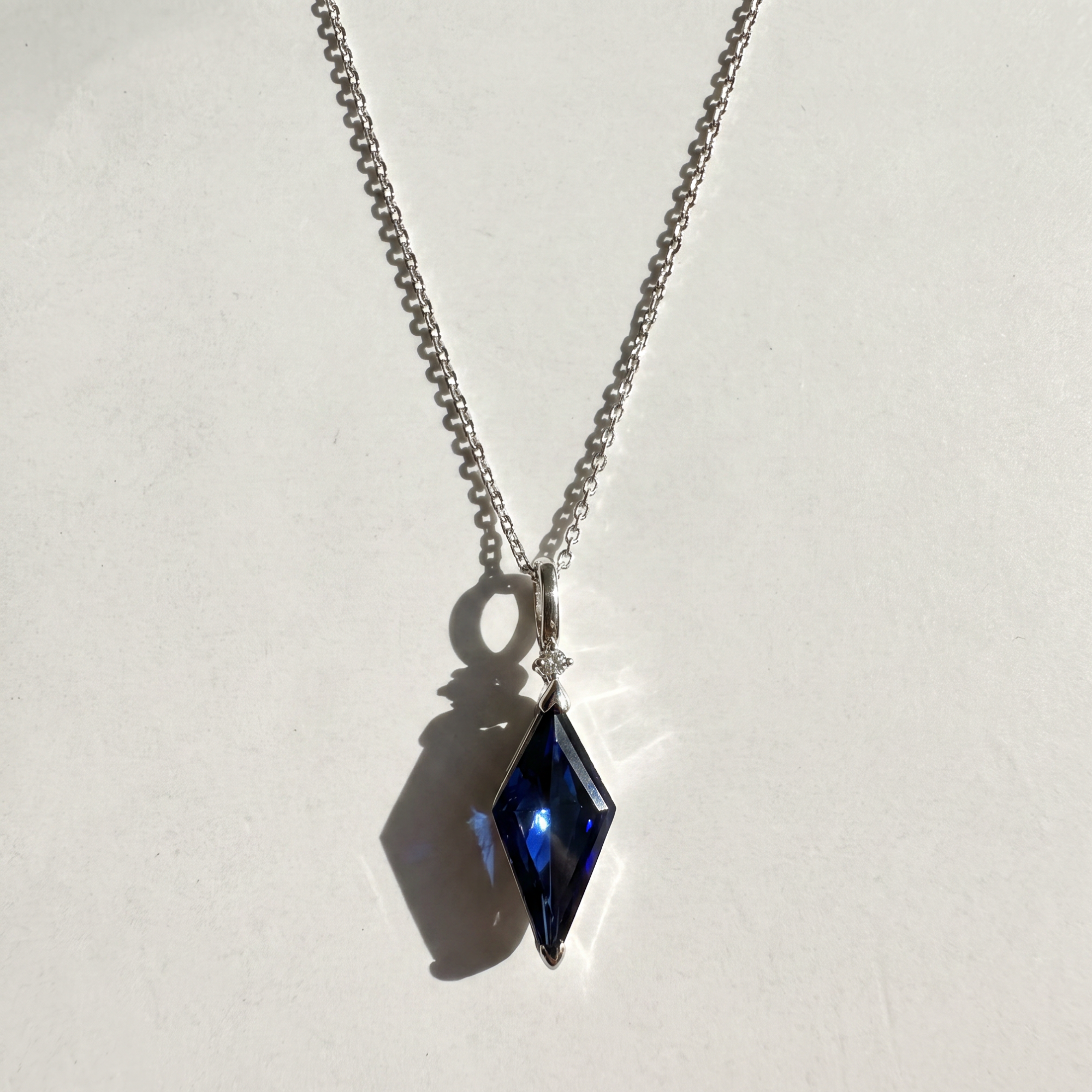 The Kite Cut Gemstone Necklace | Blue Sapphire | Sterling Silver