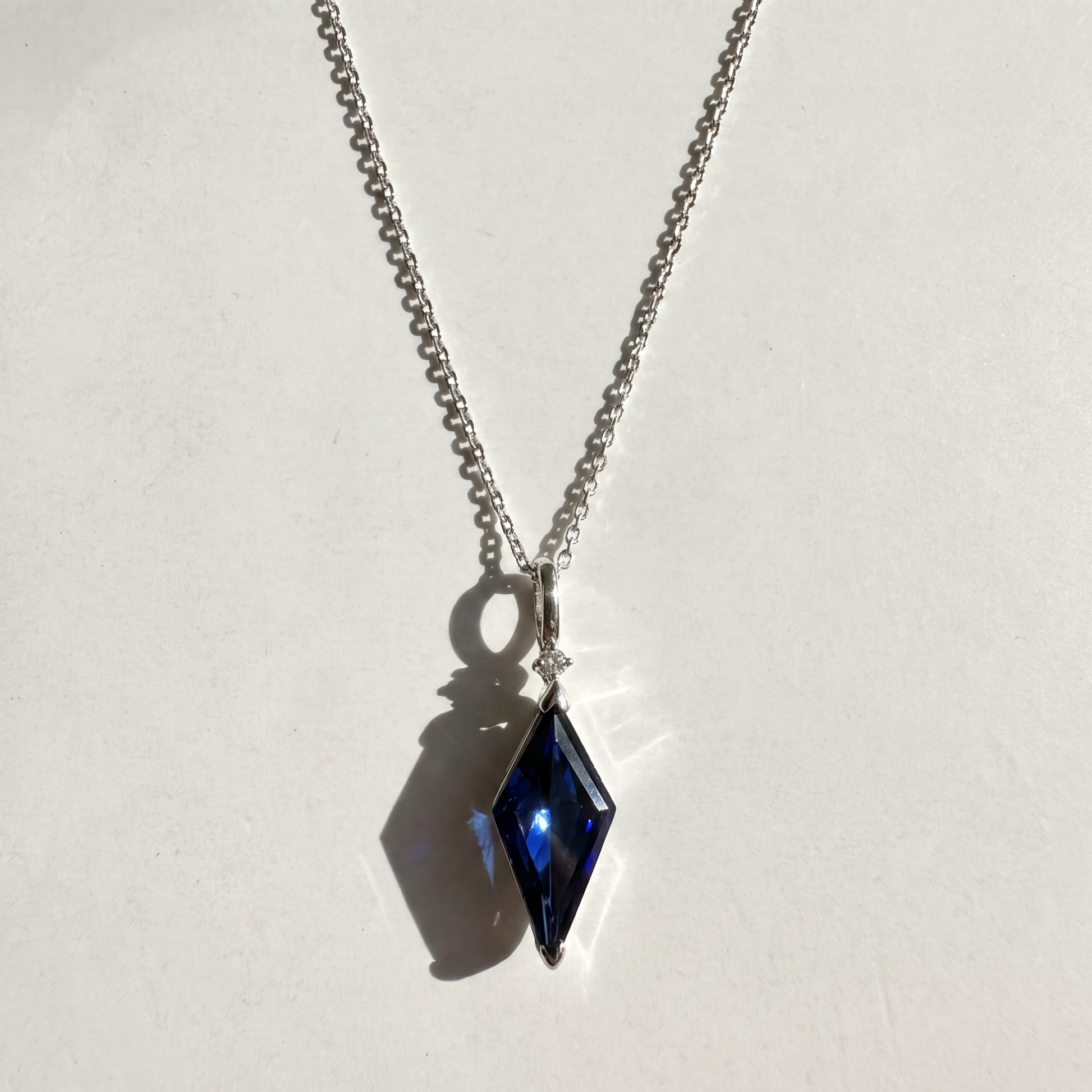 The Kite Cut Gemstone Necklace | Blue Sapphire | Sterling Silver