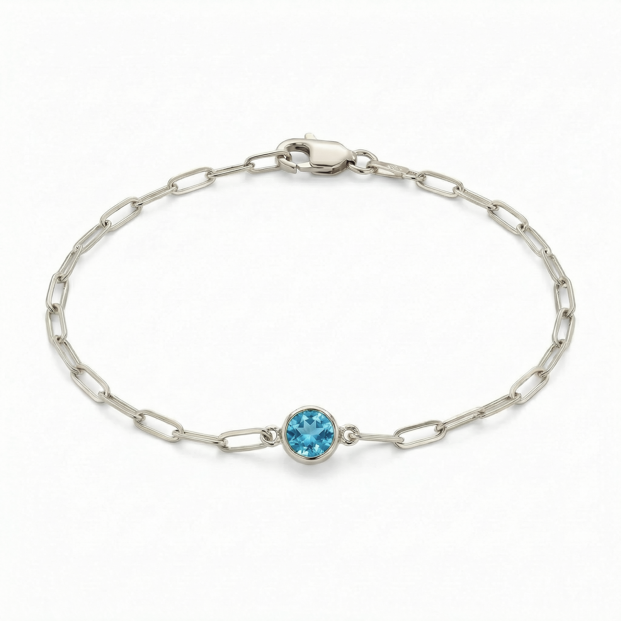 The Paperclip Bezel Bracelet | Blue Topaz