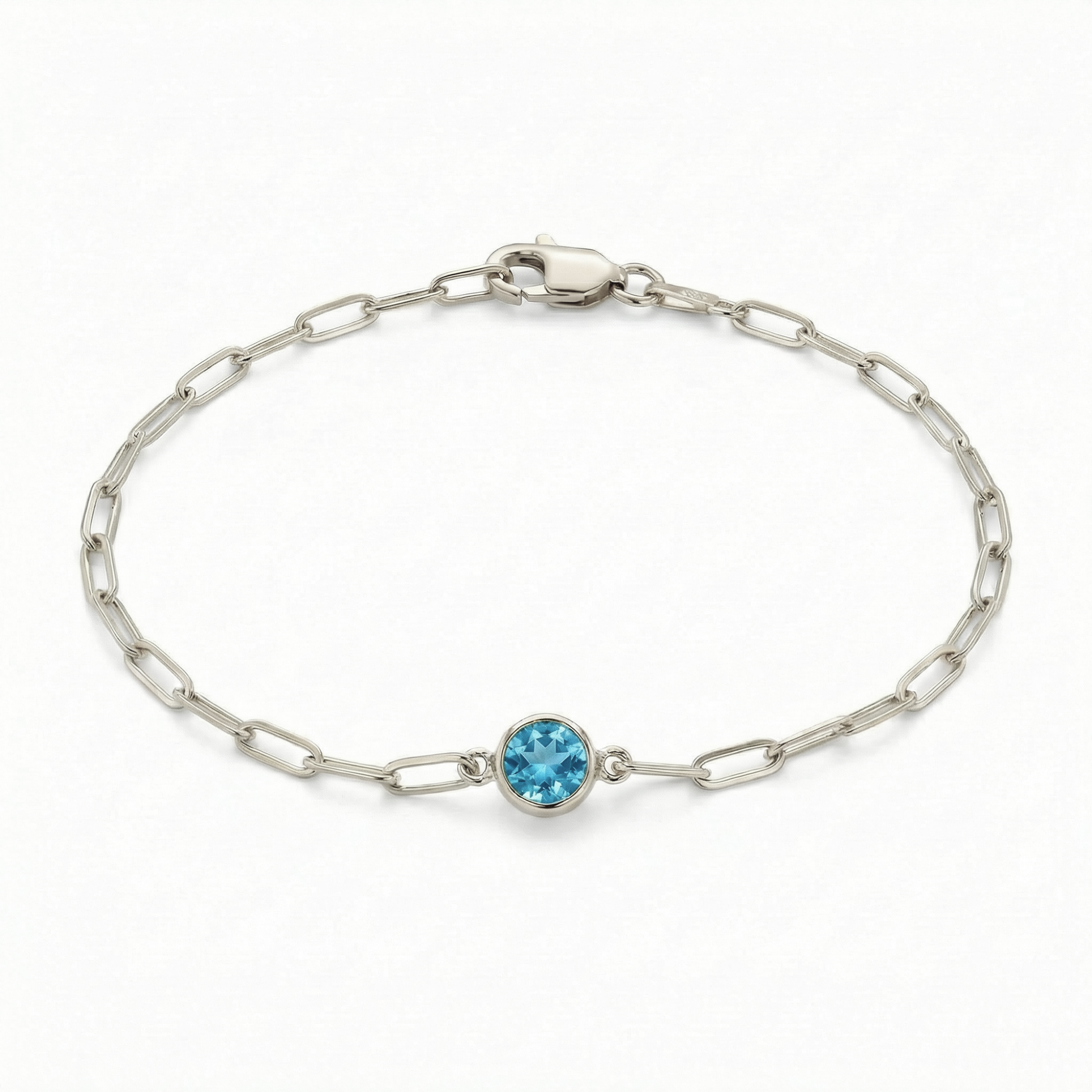 The Paperclip Bezel Bracelet | Blue Topaz