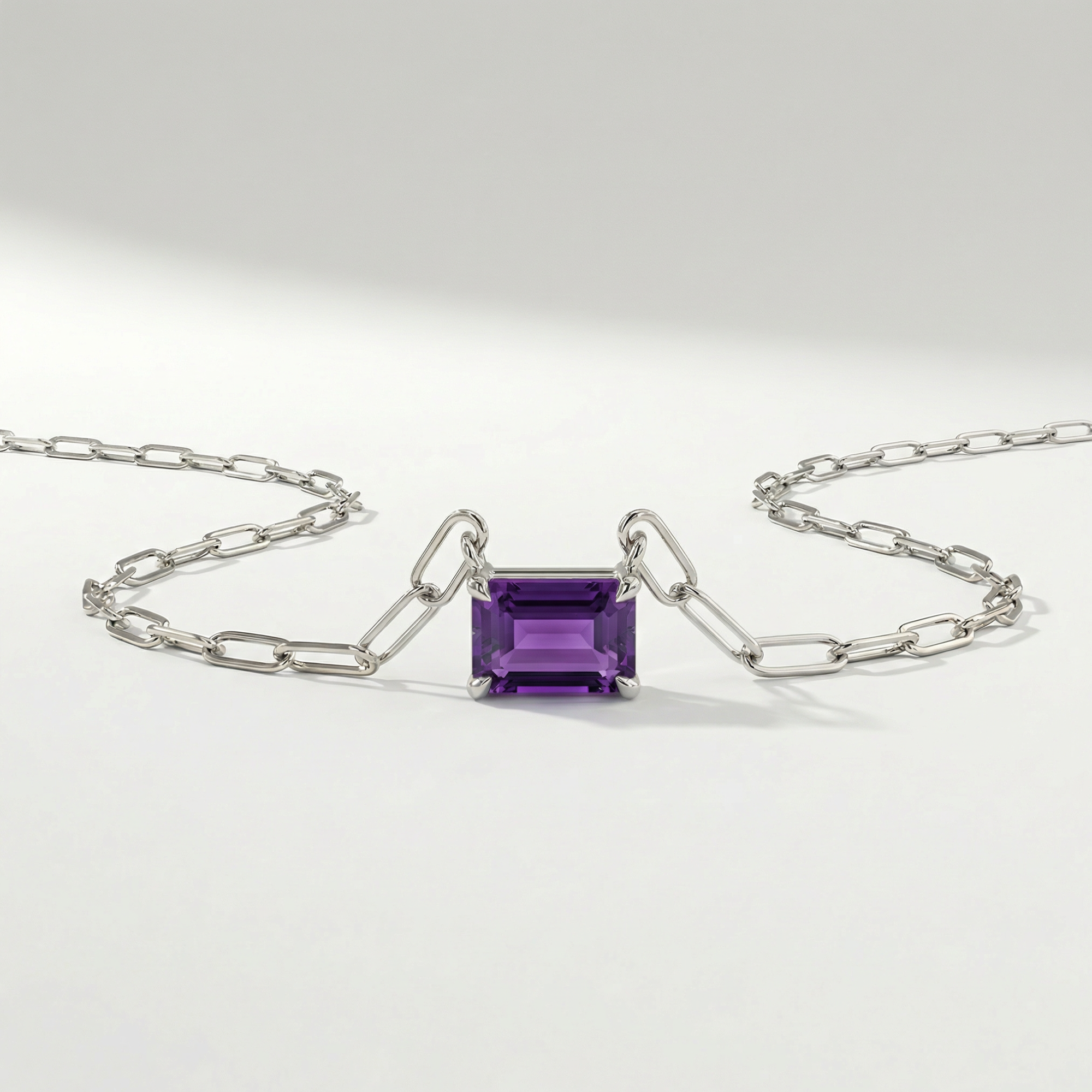 The Gemstone Paperclip Necklace | Amethyst