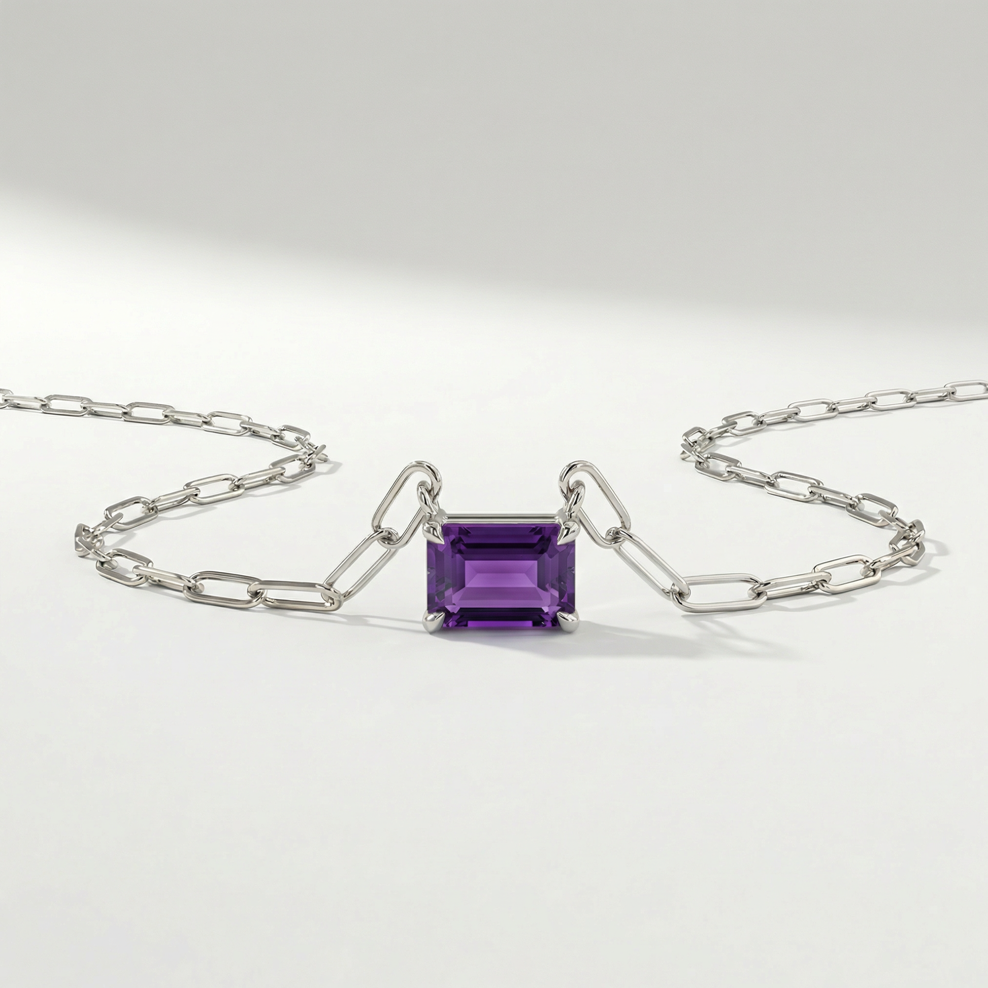 The Gemstone Paperclip Necklace | Amethyst