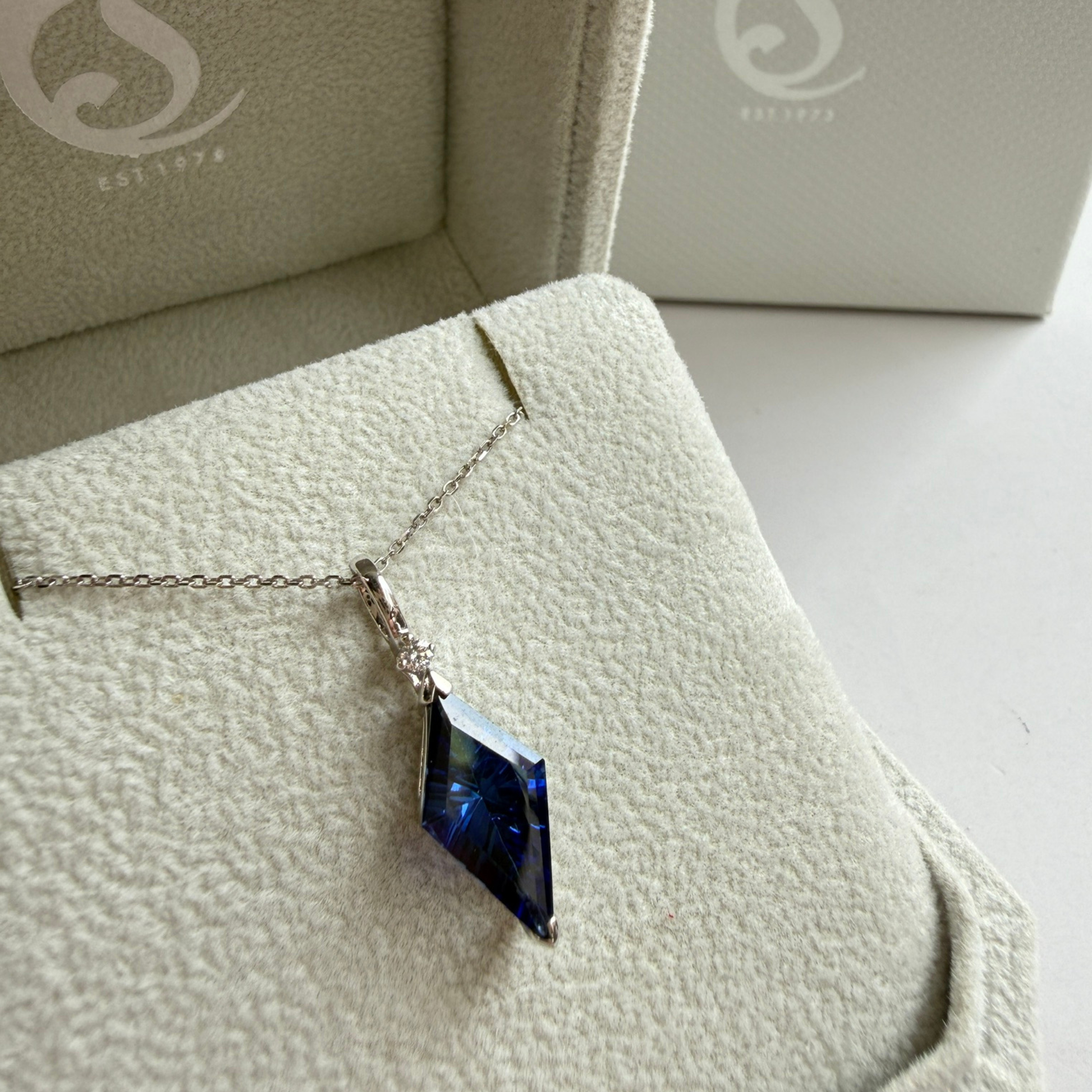 The Kite Cut Gemstone Necklace | Blue Sapphire | Sterling Silver