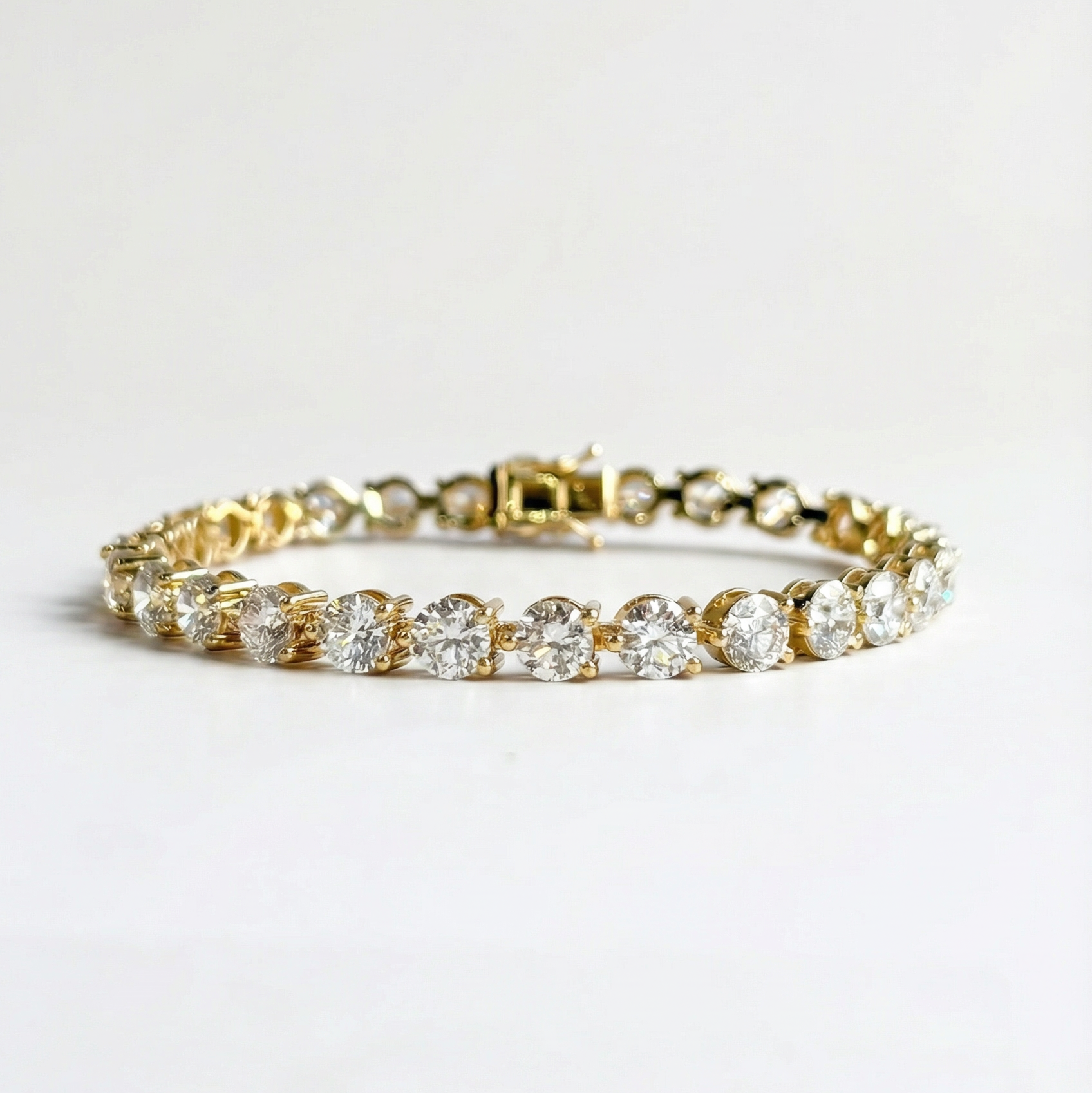 15 CTW Lab-Grown Diamond Tennis Bracelet | 14K Yellow Gold