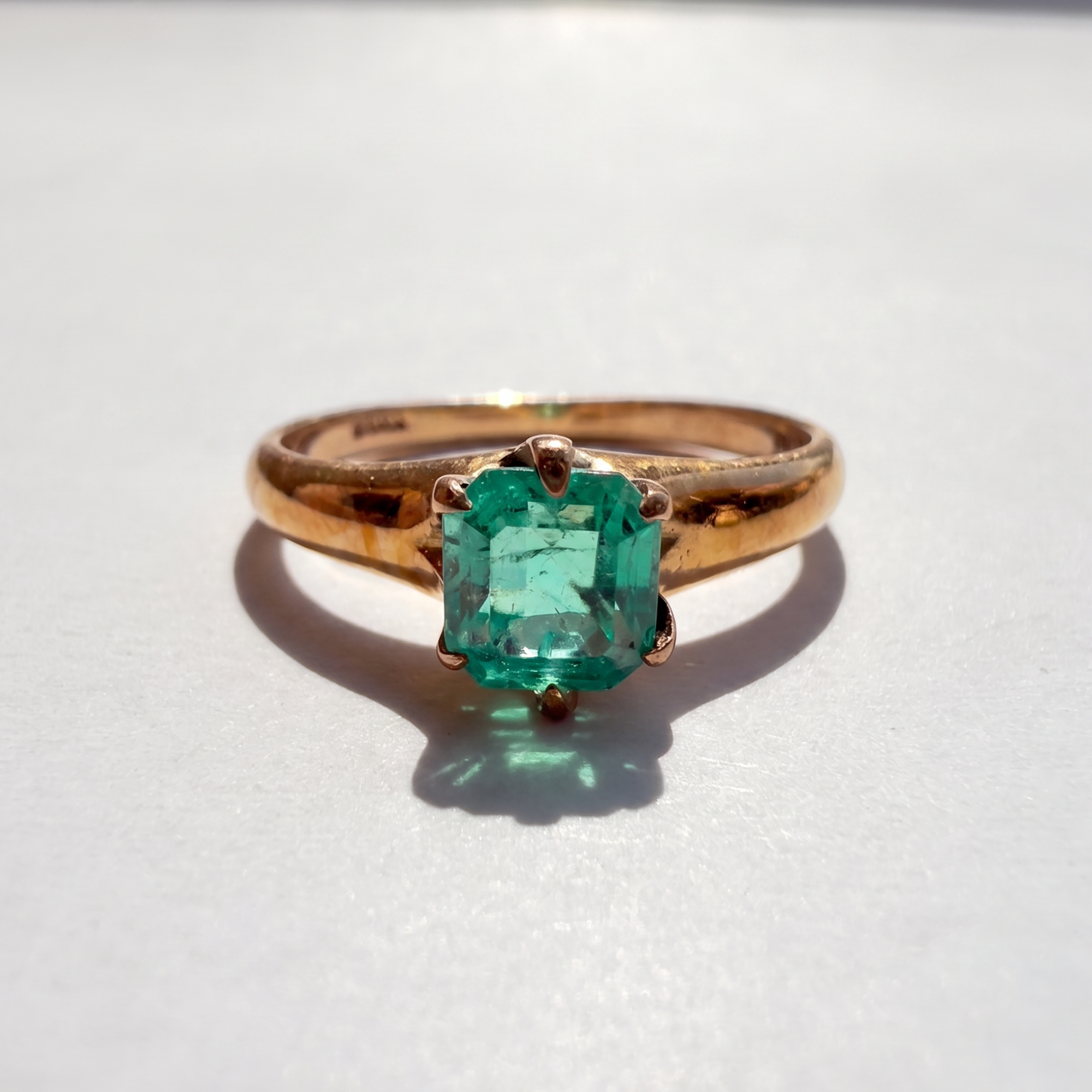 Emerald Solitaire Ring | 10K Yellow Gold | Vintage
