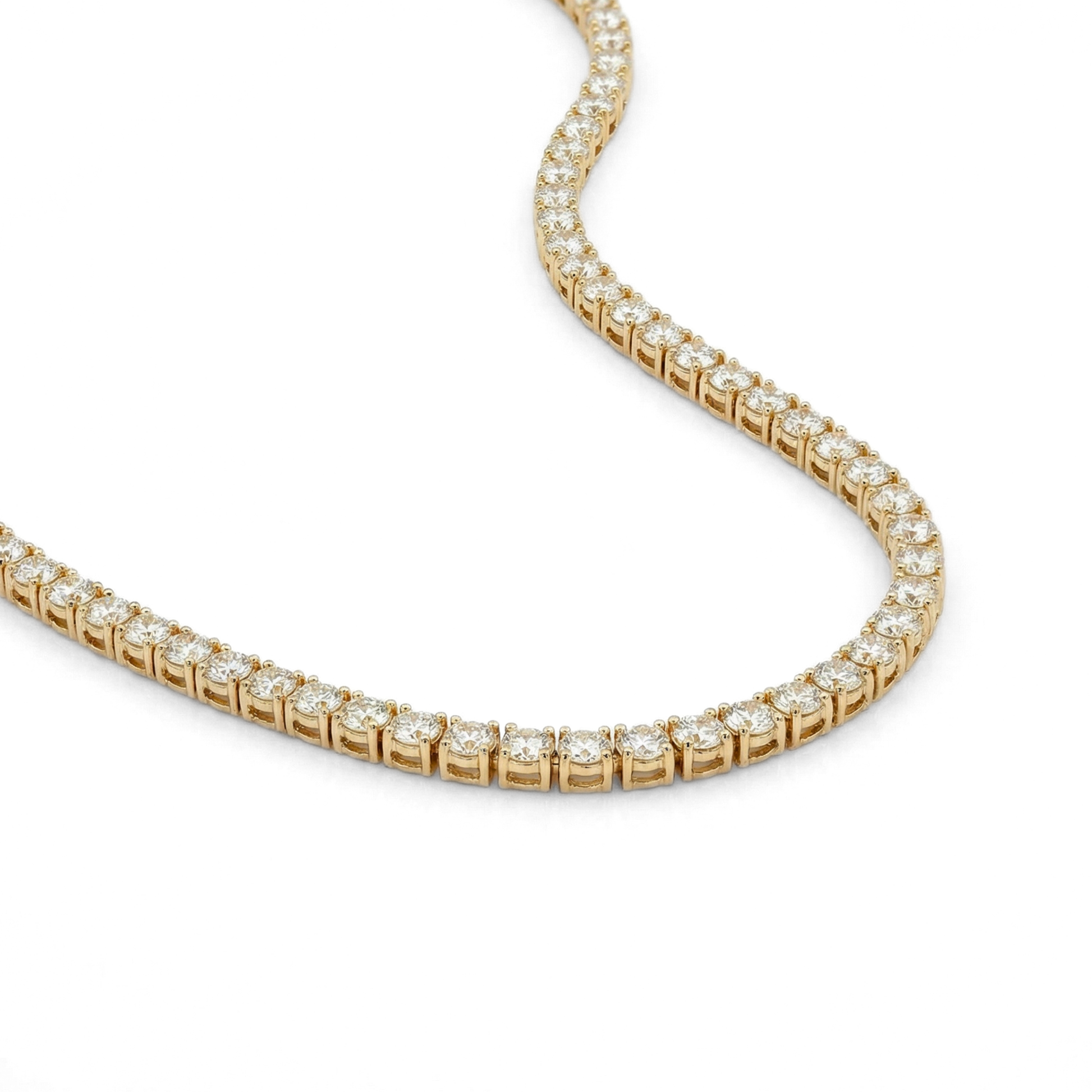 16.10 CTW Lab-Grown Diamond Tennis Necklace | 18" | 14K Gold