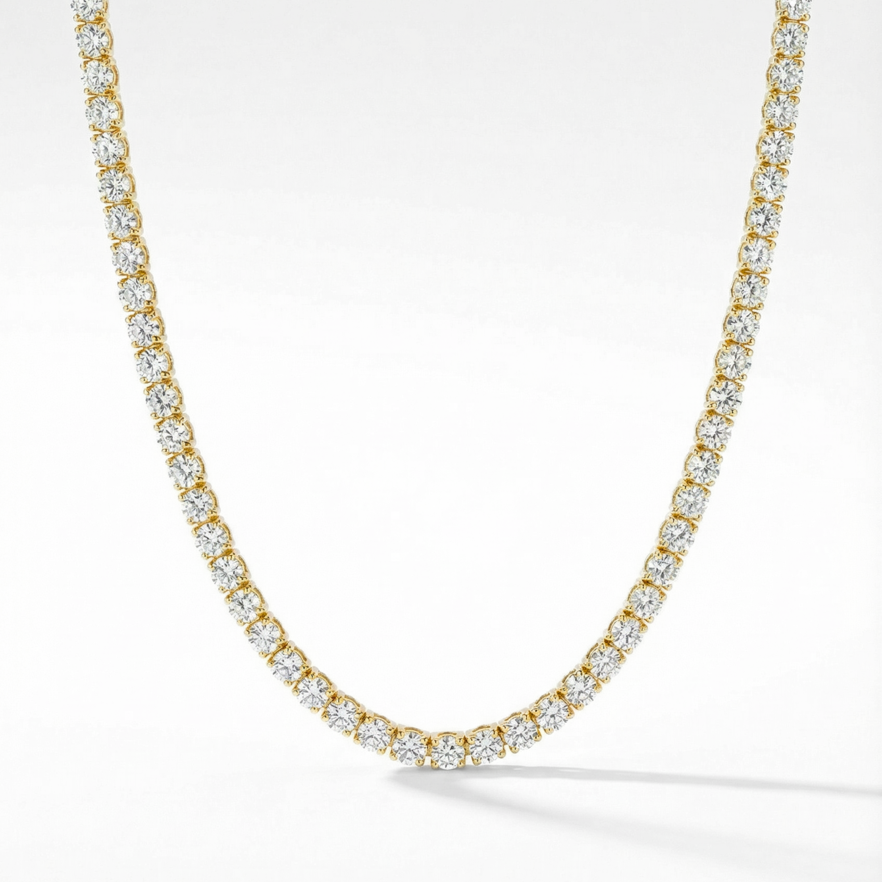 16.10 CTW Lab-Grown Diamond Tennis Necklace | 18" | 14K Gold