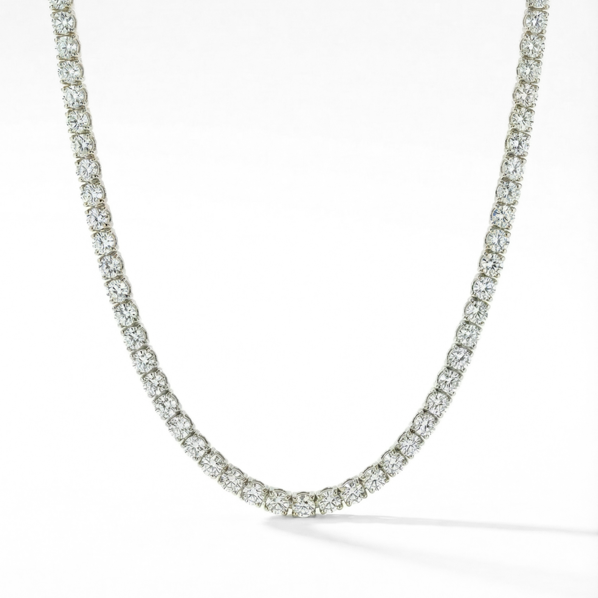 16.10 CTW Lab-Grown Diamond Tennis Necklace | 18" | 14K Gold