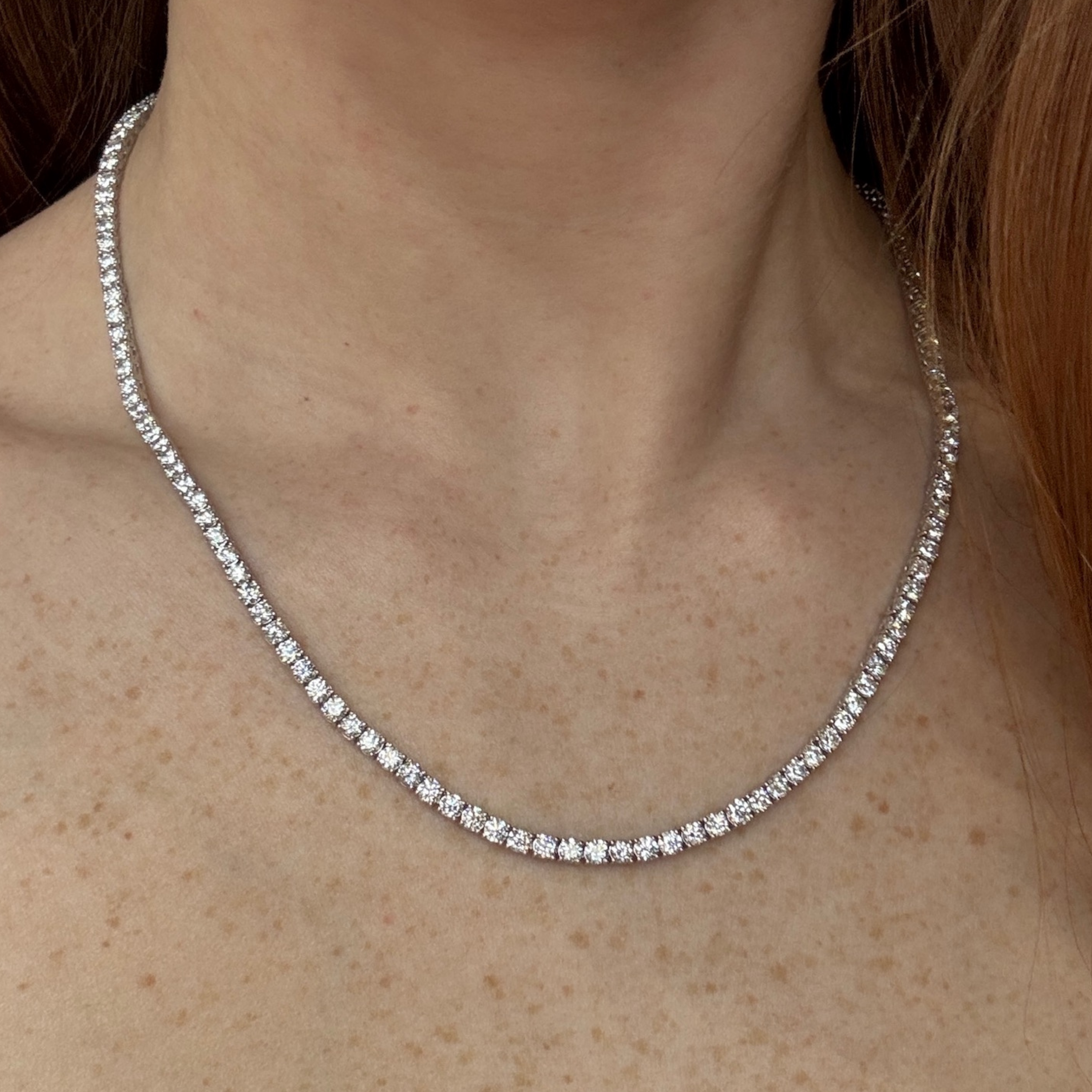 16.10 CTW Lab-Grown Diamond Tennis Necklace | 18" | 14K Gold