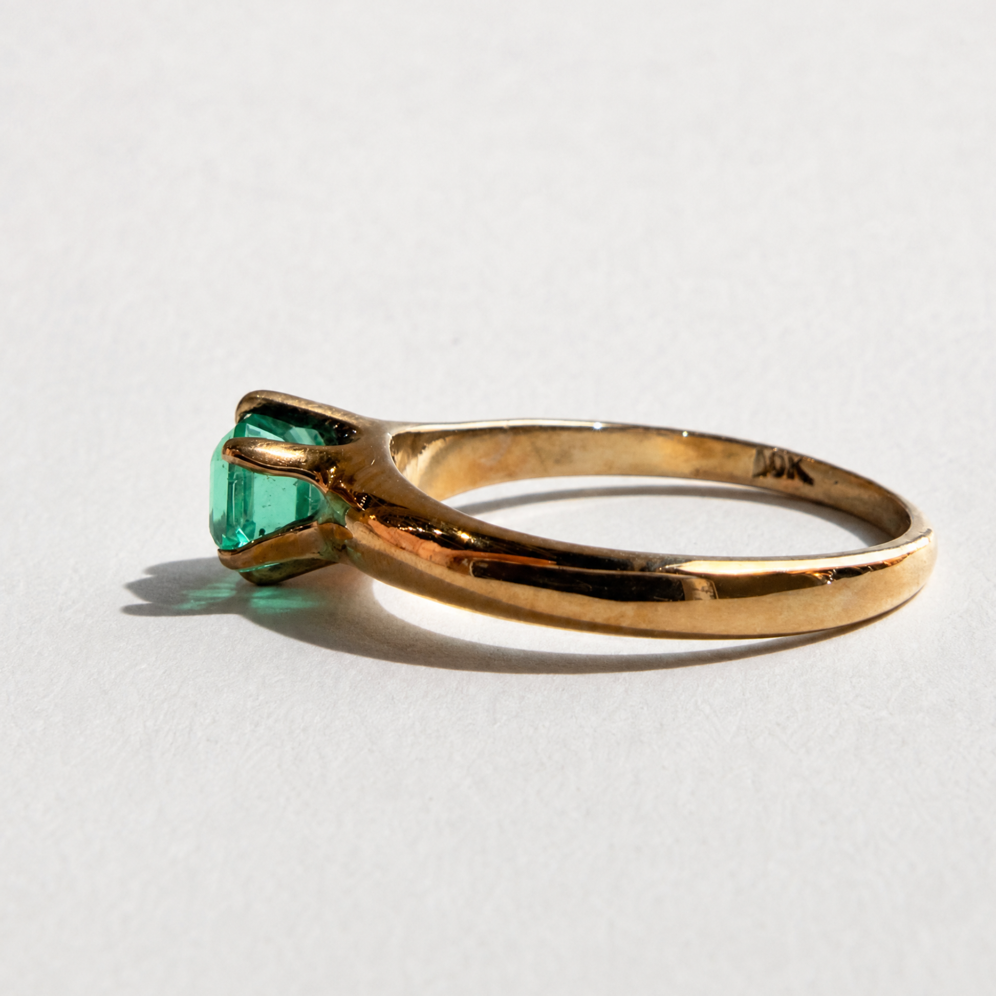 Emerald Solitaire Ring | 10K Yellow Gold | Vintage