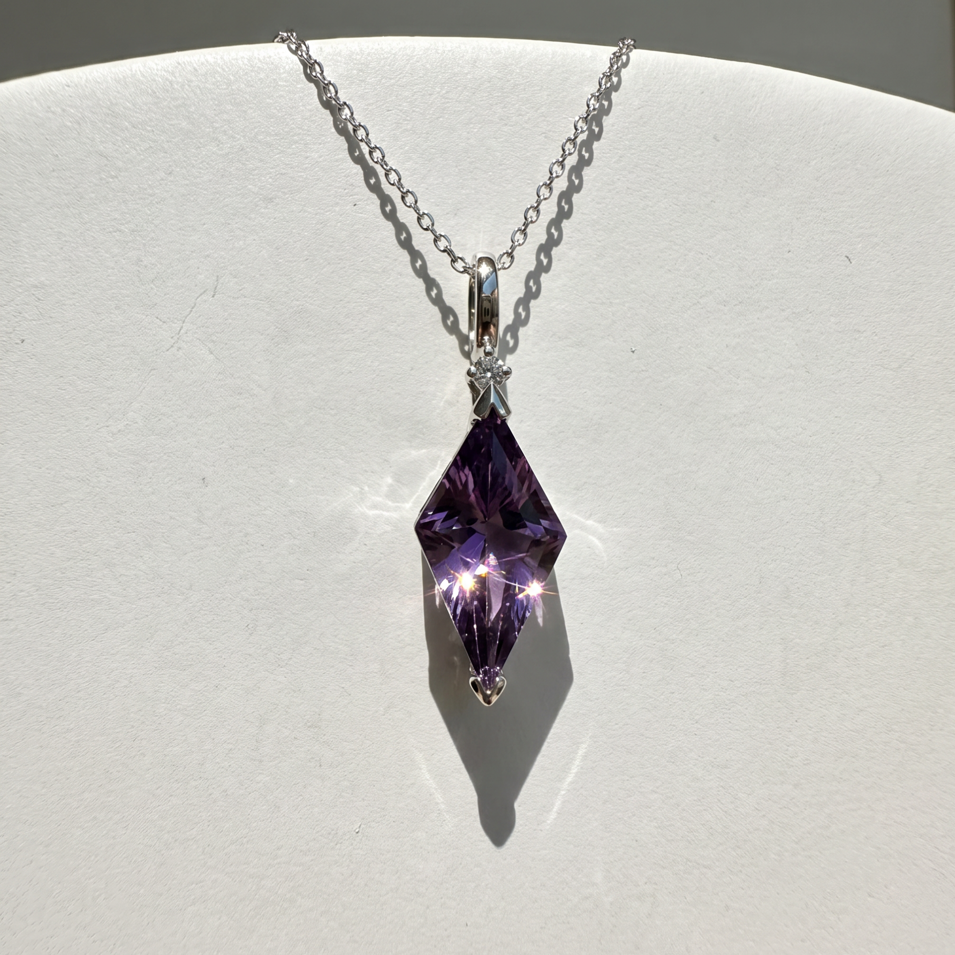 The Kite Cut Gemstone Necklace | Amethyst | Sterling Silver