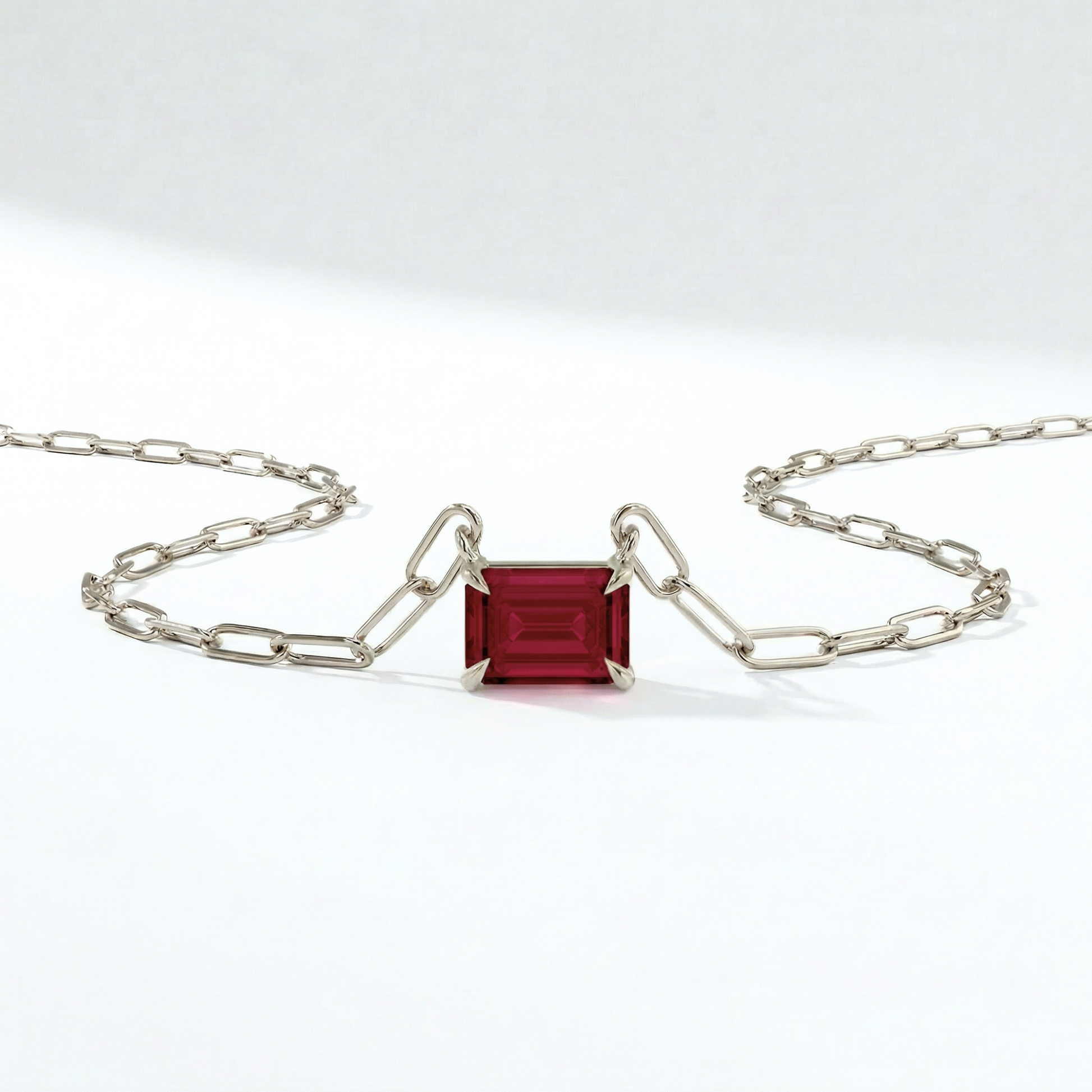 The Gemstone Paperclip Necklace | Garnet