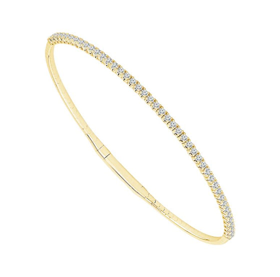 14k Yellow Gold Diamond Flex Bangle .90 cttw