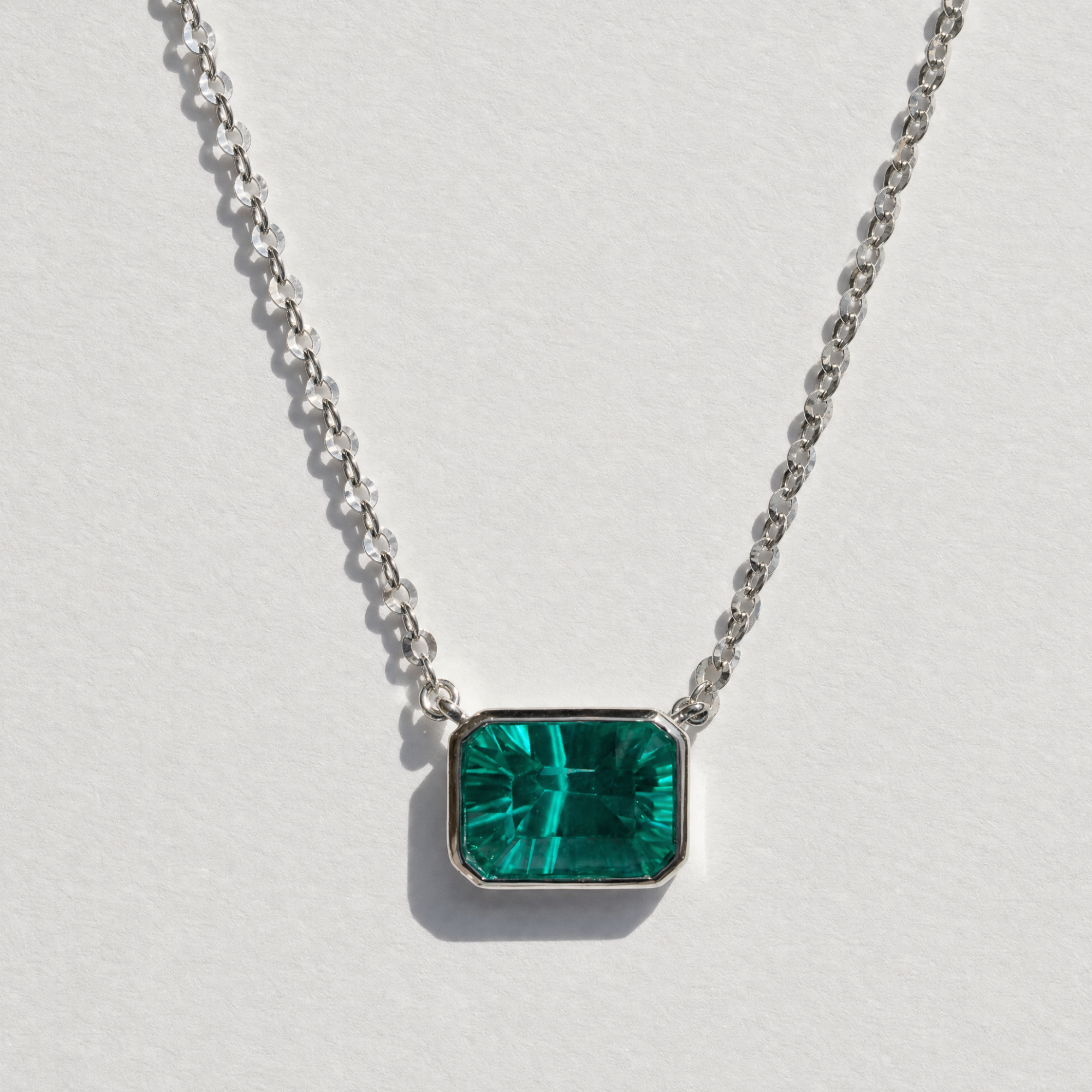 The Gemstone Bezel Necklace | Cable Chain | Paraiba Garnet | Sterling Silver