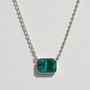 The Gemstone Bezel Necklace | Cable Chain | Paraiba Garnet | Sterling Silver