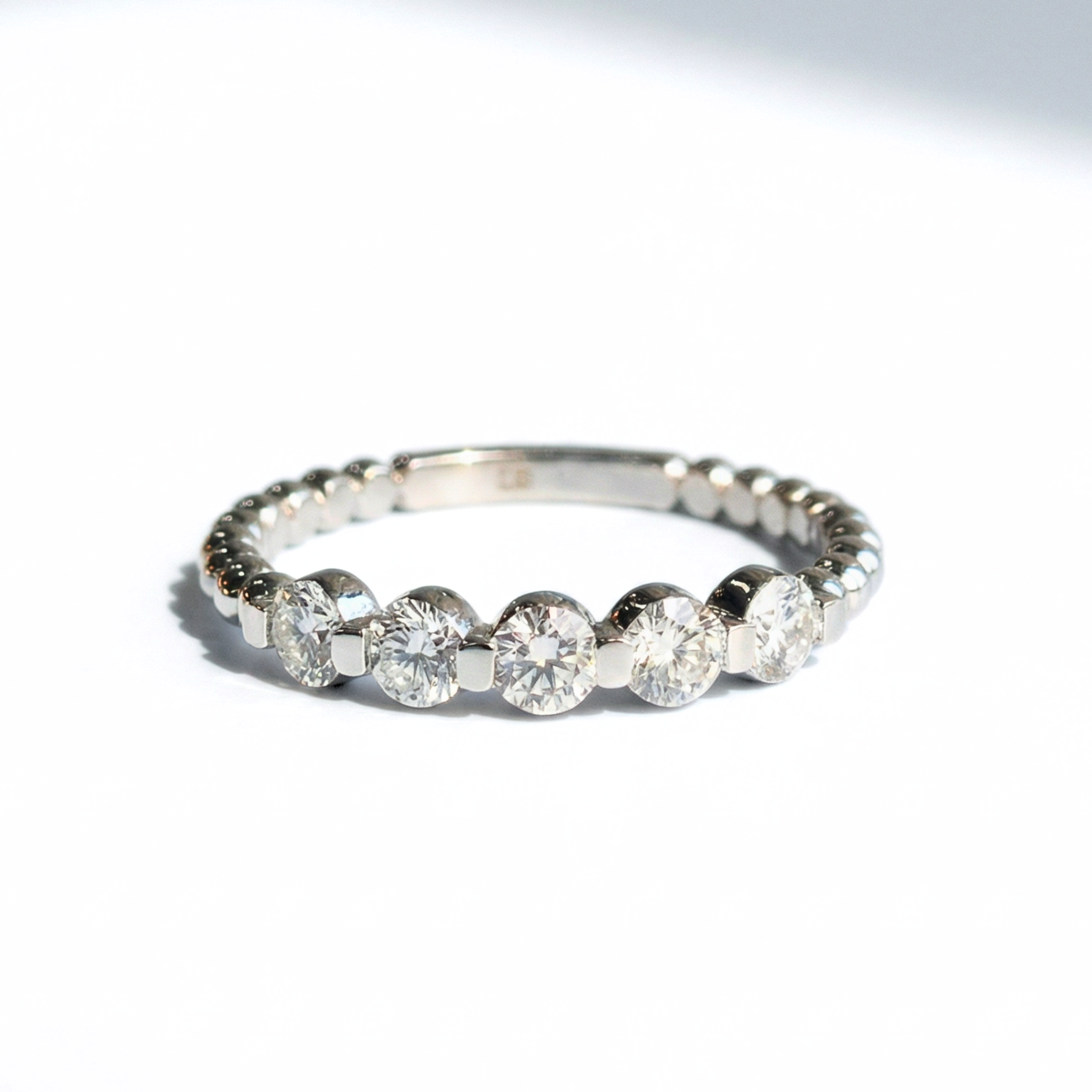 0.50 CTW Natural Diamond Beaded Band | 14K White Gold