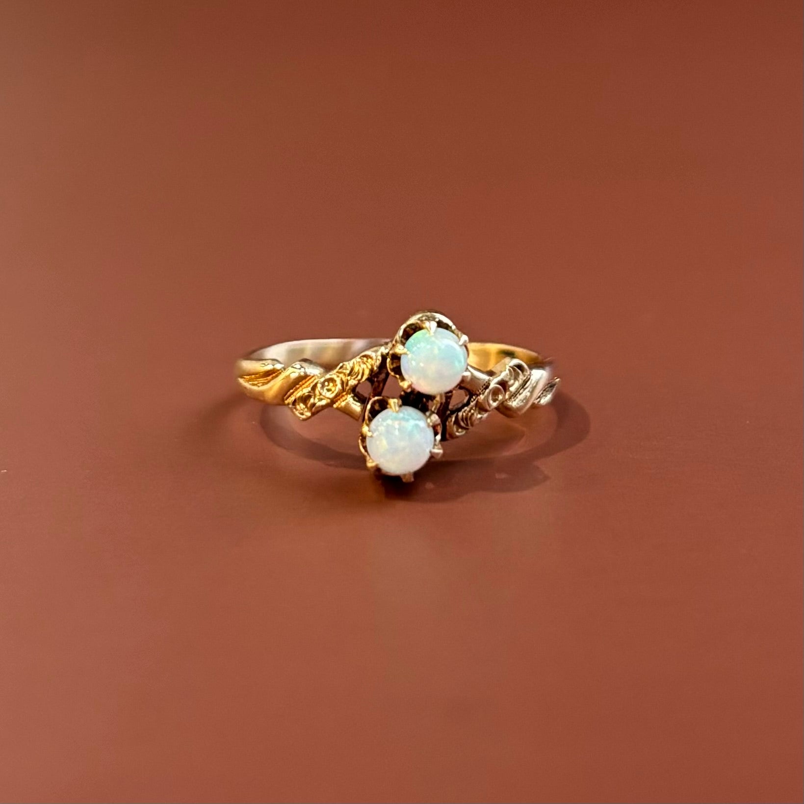 Double Opal Ring | 10K Yellow Gold | Vintage