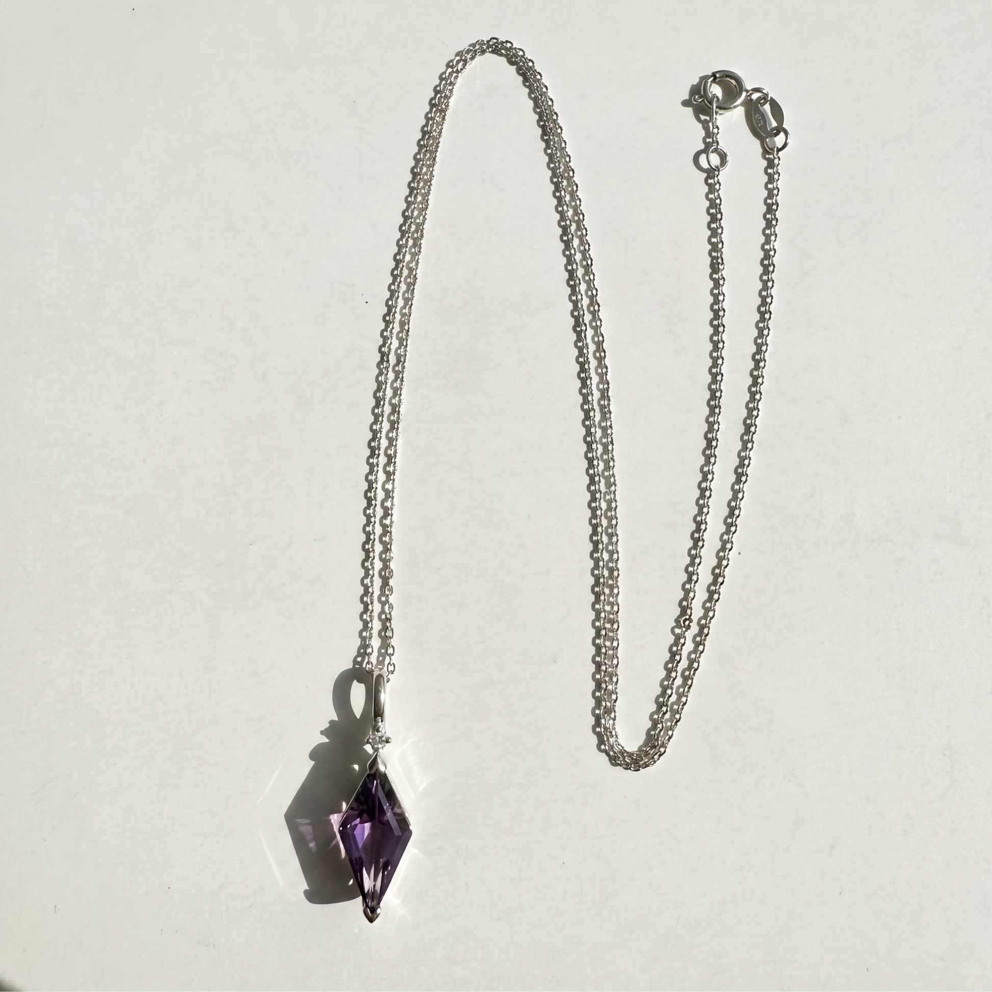 The Kite Cut Gemstone Necklace | Amethyst | Sterling Silver