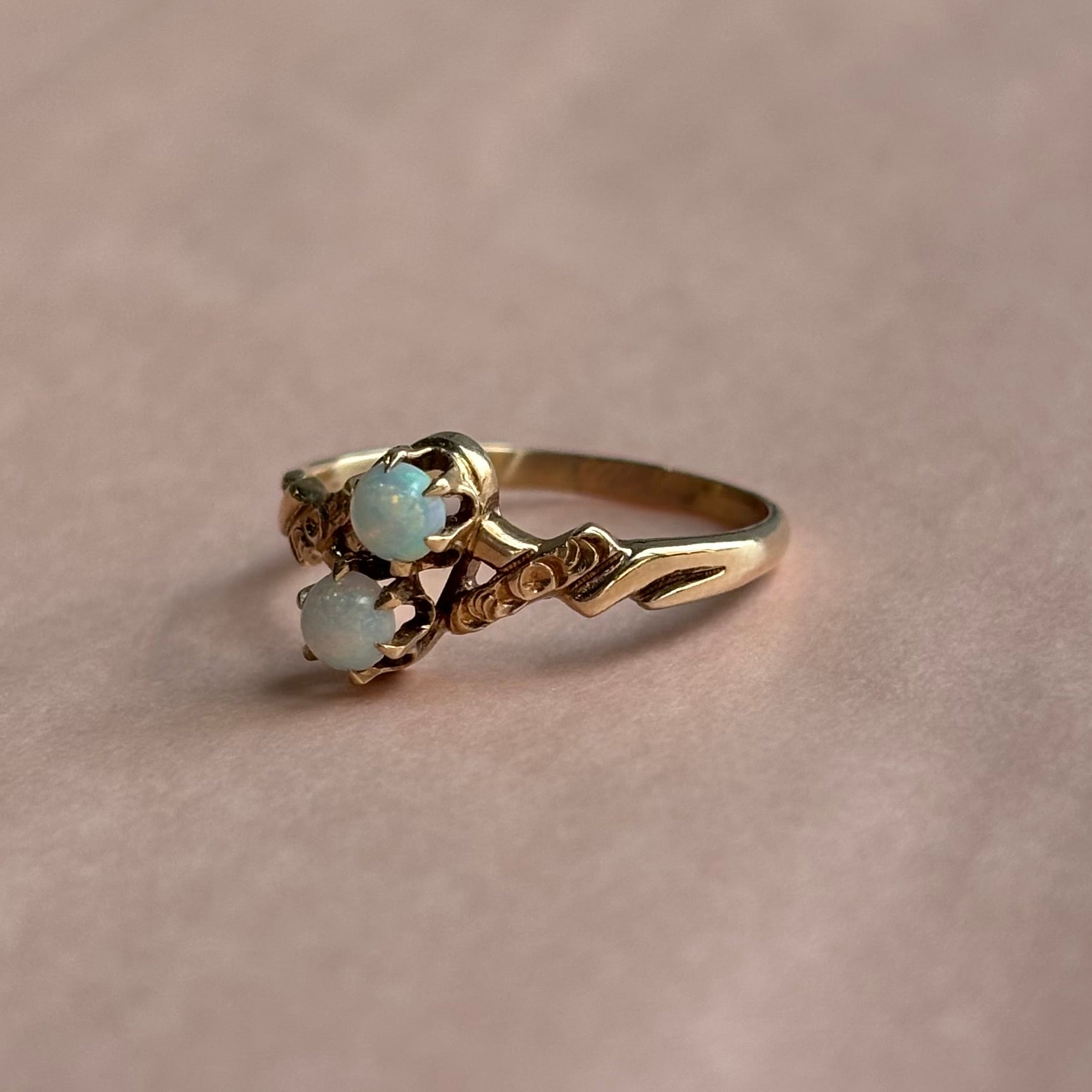 Double Opal Ring | 10K Yellow Gold | Vintage