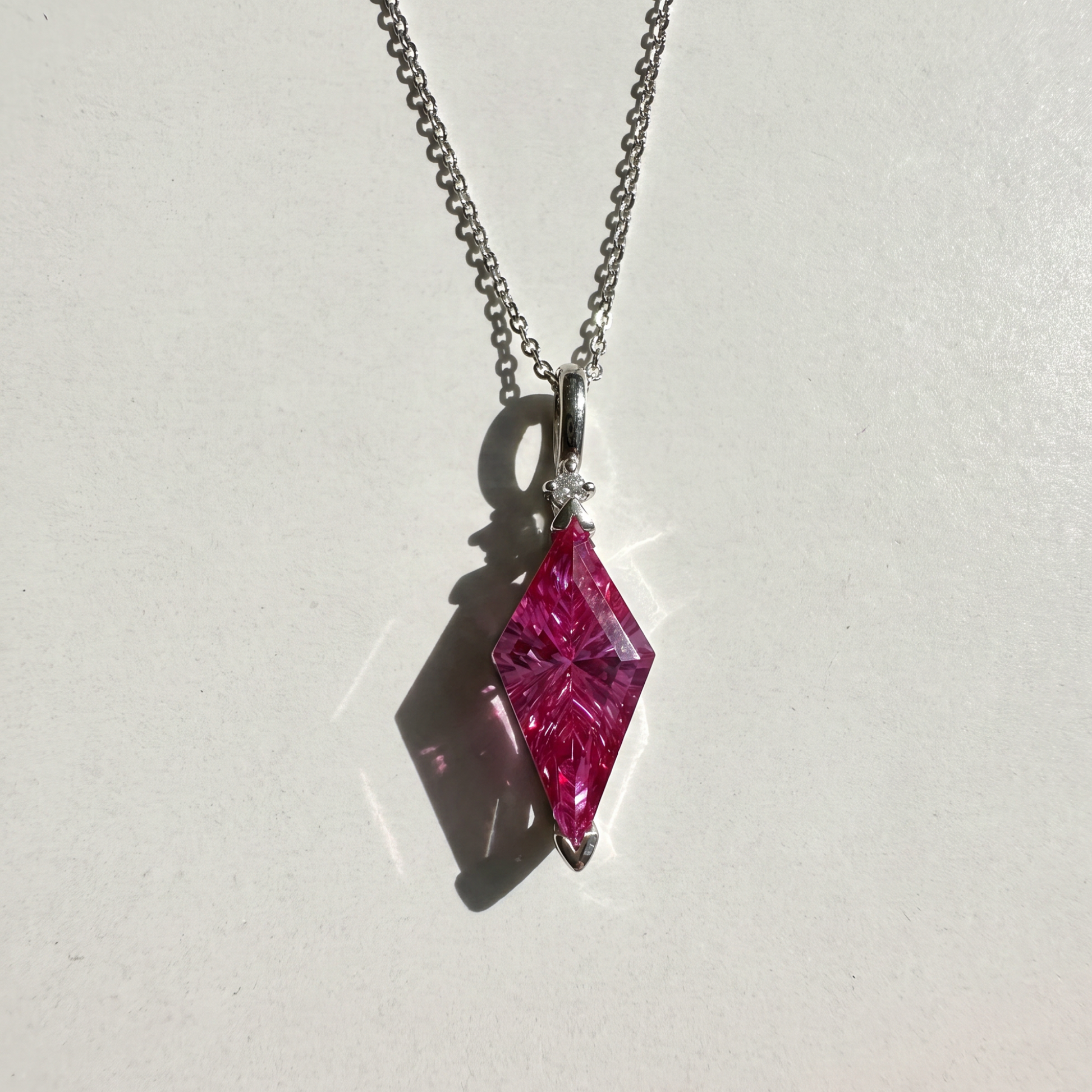 The Kite Cut Gemstone Necklace | Pink Sapphire | Sterling Silver