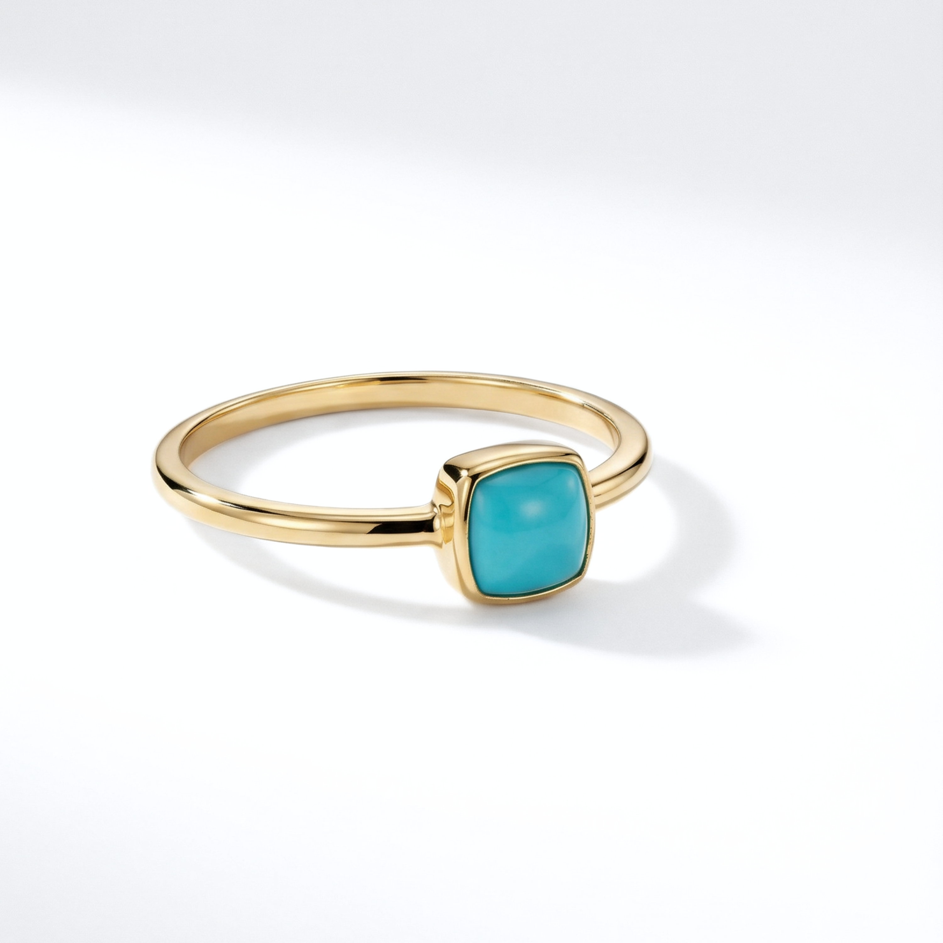 Bezel Set Turquoise Ring | 14K Yellow Gold