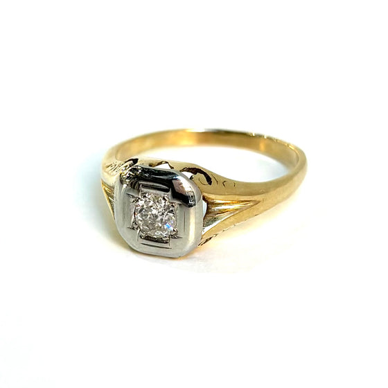 Art Deco Split-Shank Two-Tone Diamond Ring .25 ct